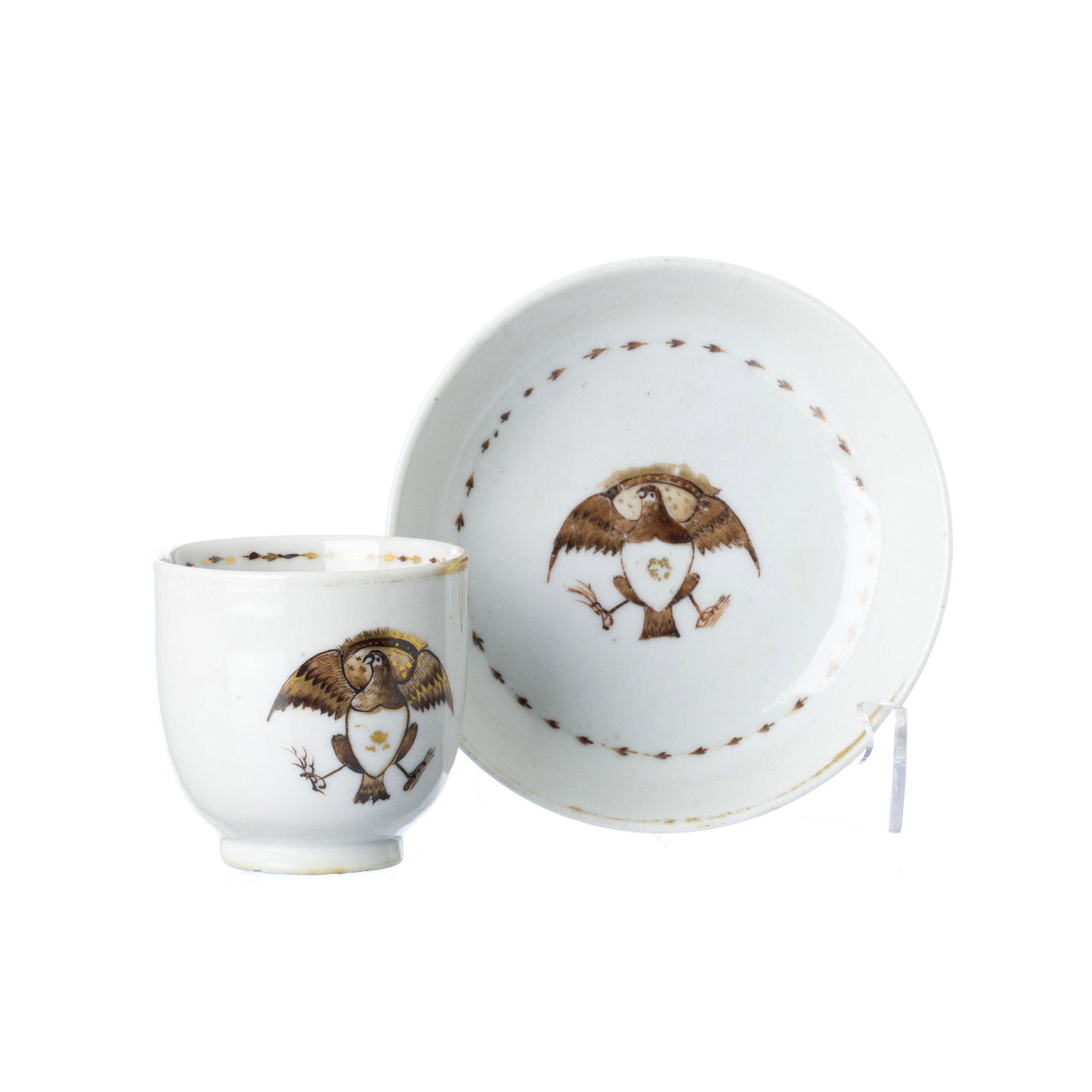 Chinese porcelain 'American eagle' cup and saucer, Qianlong (1 of 1)