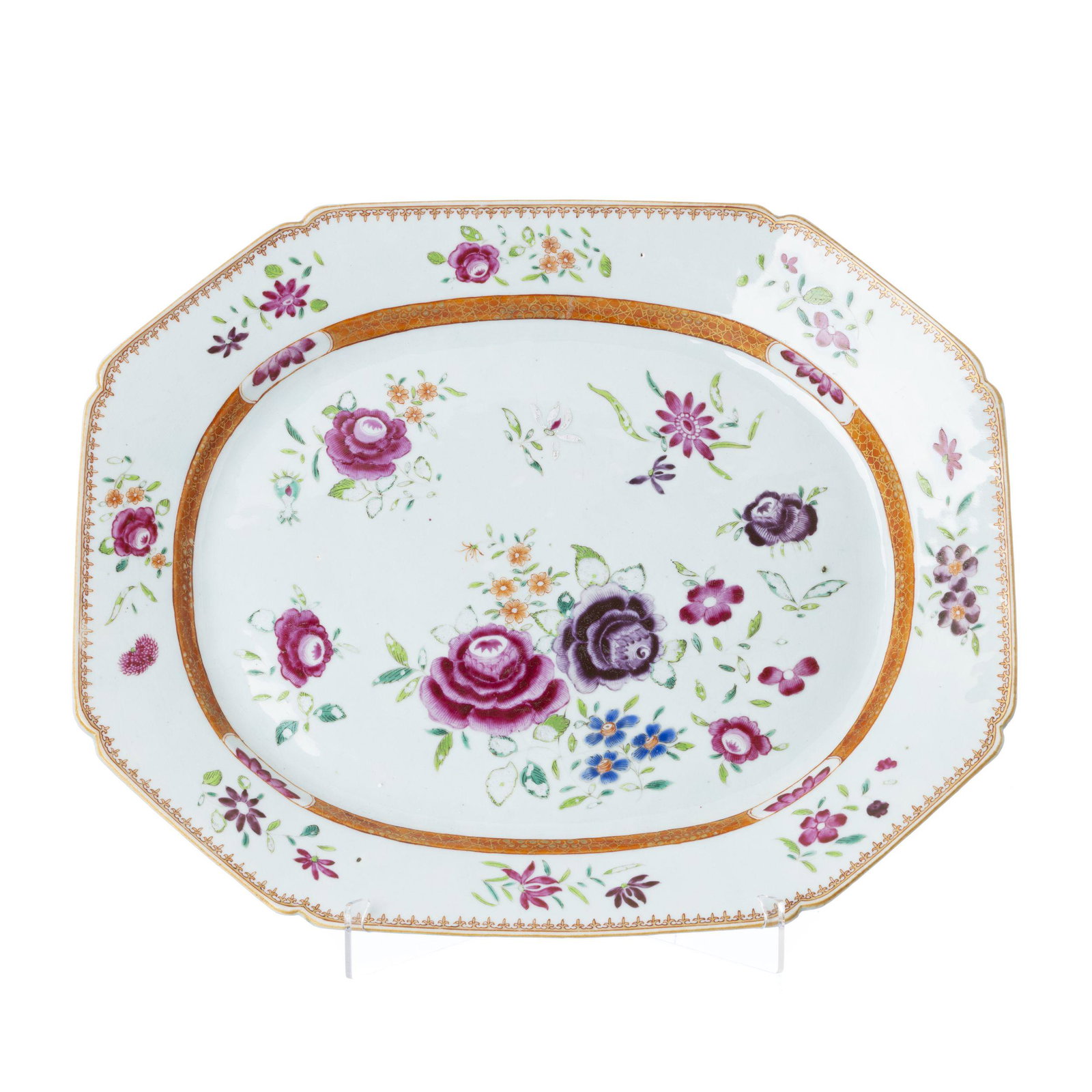 Large octagonal platter in chinese porcelain, Qianlong (1 of 1)
