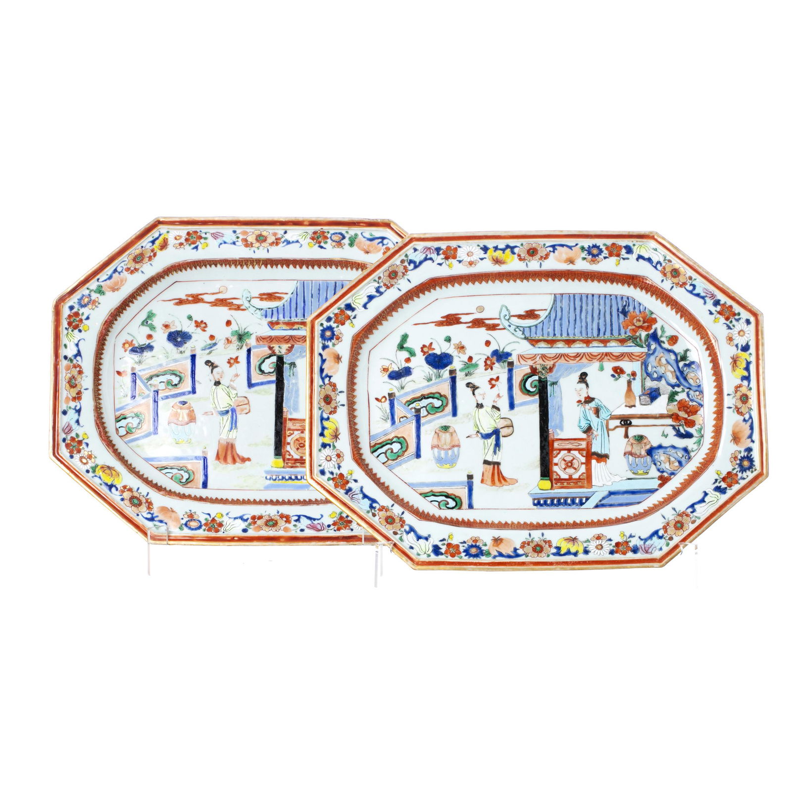 Pair of large Chinese porcelain 'beauties' Platters, Yongzheng (1 of 1)