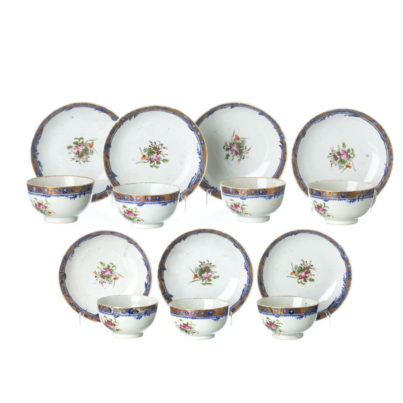 Seven chinese porcelain Teacups and saucers, Jiaqing (1 of 1)