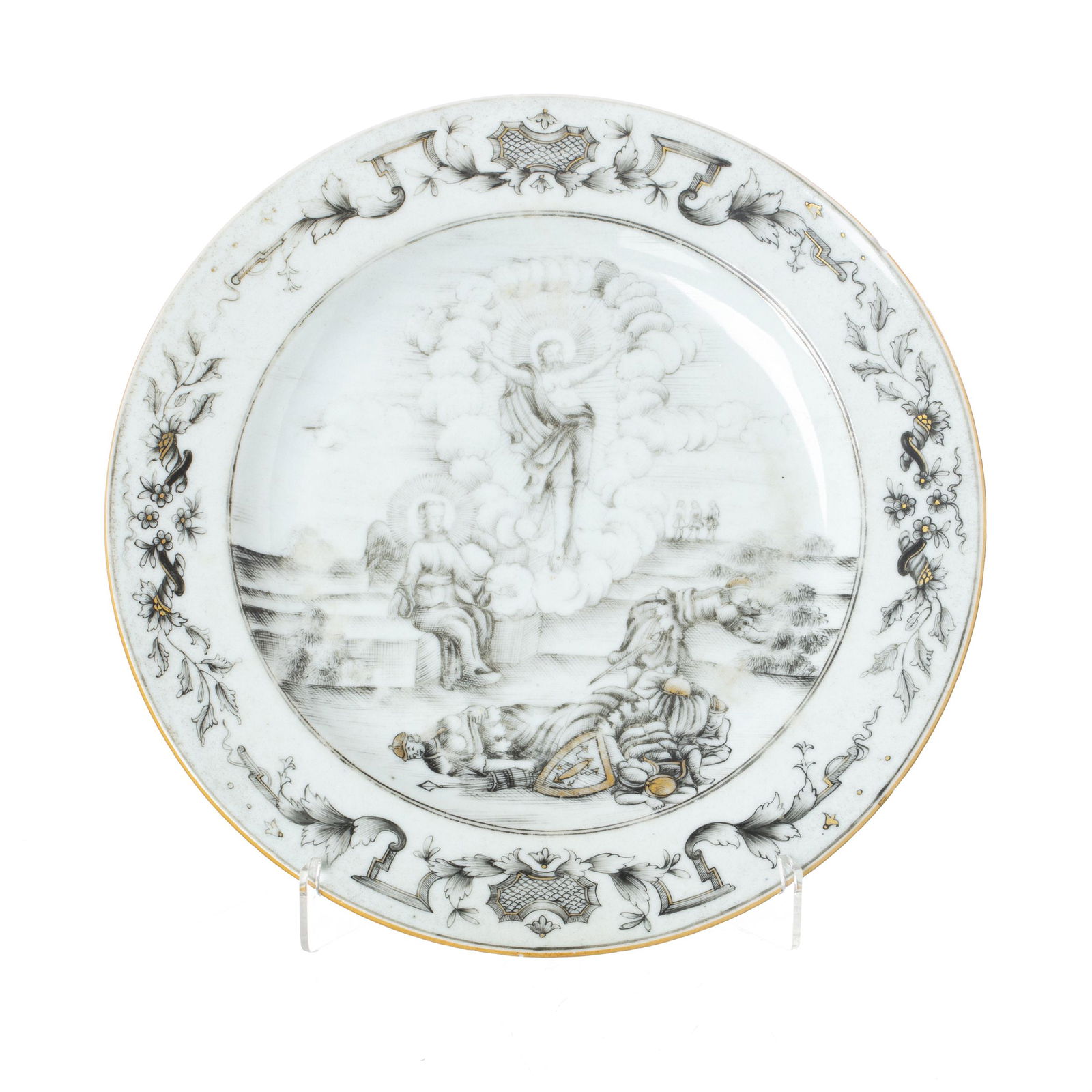 Chinese porcelain Ascension grisaille Plate, Qianlong (1 of 1)