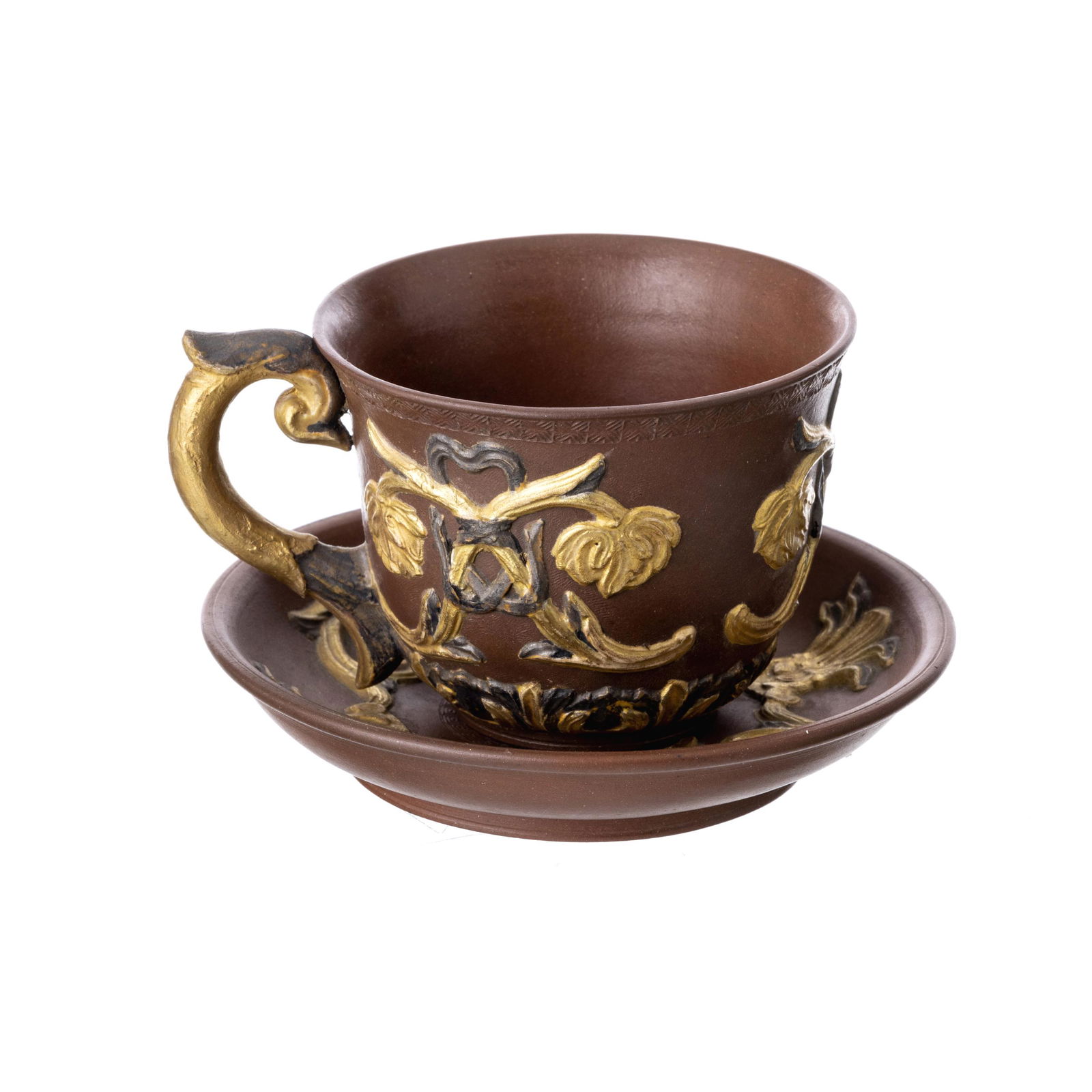 Yixing ceramic Cup and Saucer (1 of 1)