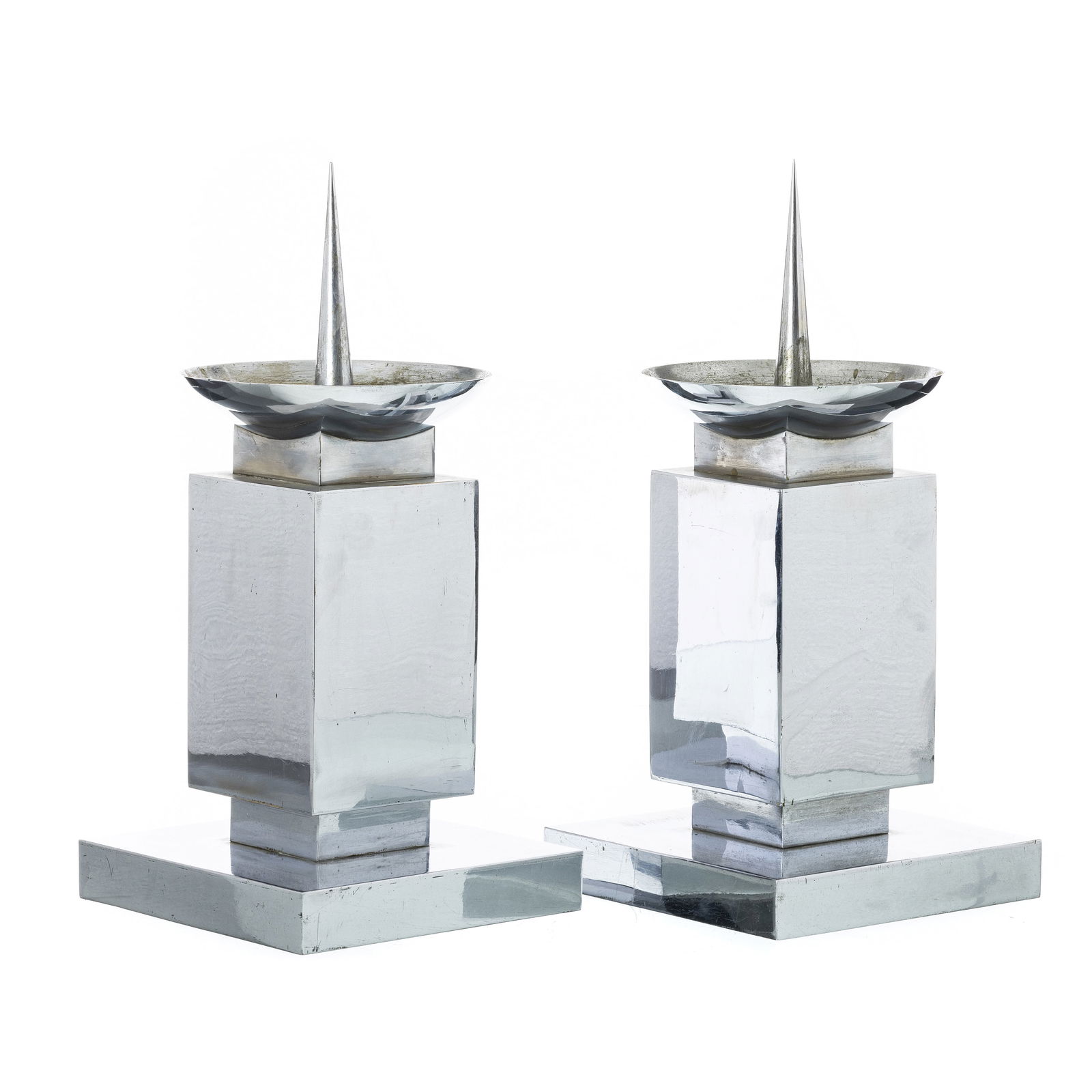 FRENCH WORK, c.1940 - Pair of Art Deco 'skyscraper' Candlesticks (1 of 1)