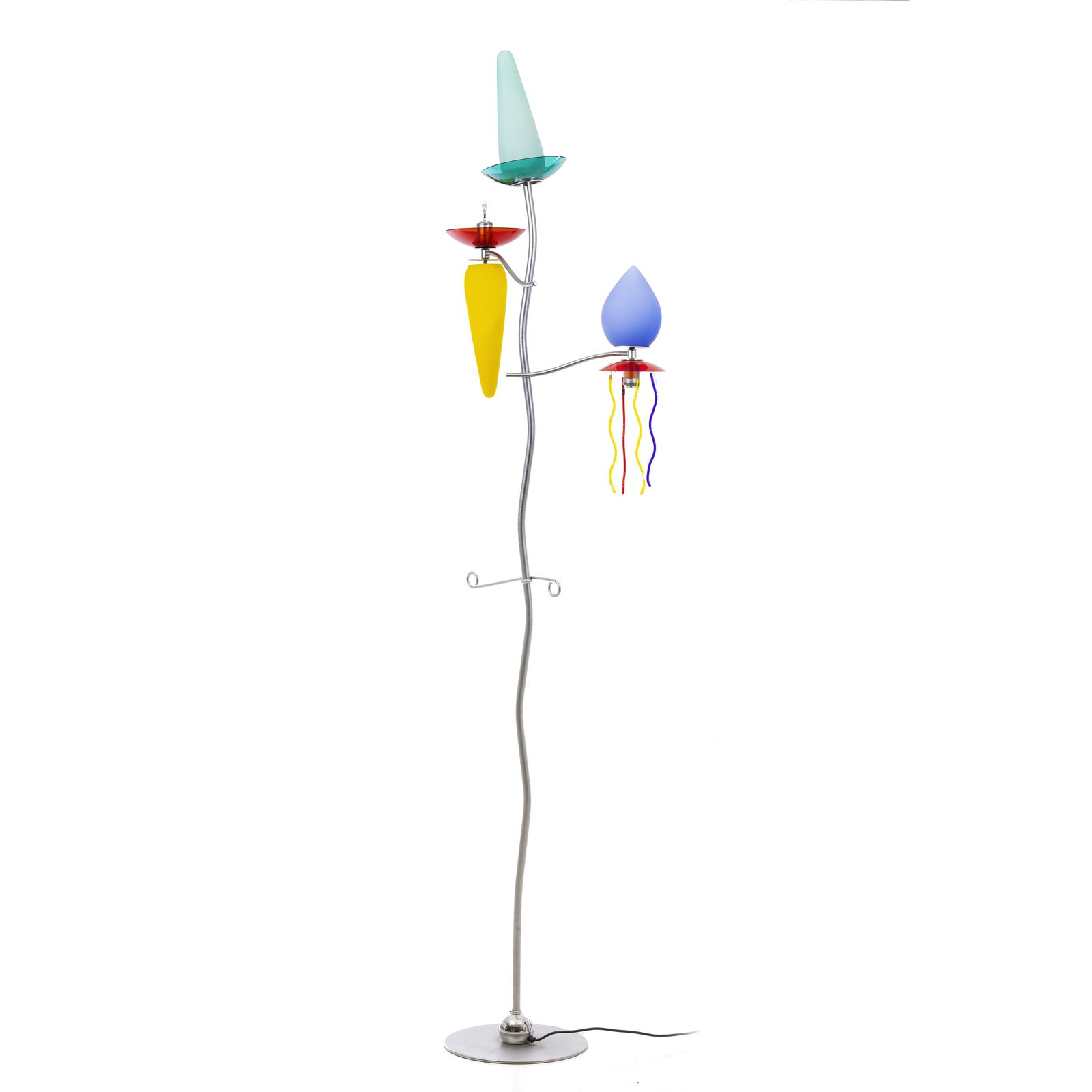 ANDREA ANASTASIO (b.1961) / ARTEMIDE - Giocasta Floor Lamp: Italy, c.1990, Giocasta floor lamp by Andrea Anastasio for Artemide, polychrome Murano glass, chromed and brushed steel structure. Signs of use. Dim.: 222cm