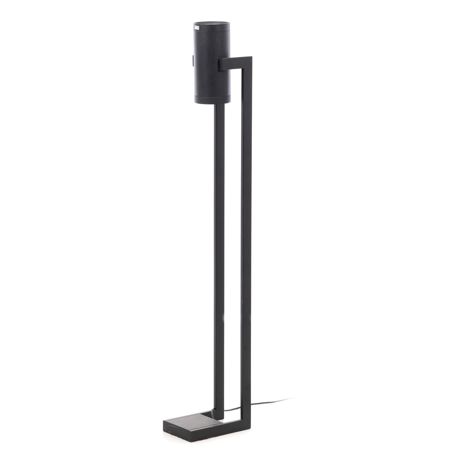 ITALIAN WORK - Floor lamp with spotlight: Italy, c.1990, black lacquered metal structure, focussed projector, redirected, with two light points. Electrified. Dim.:138cm.