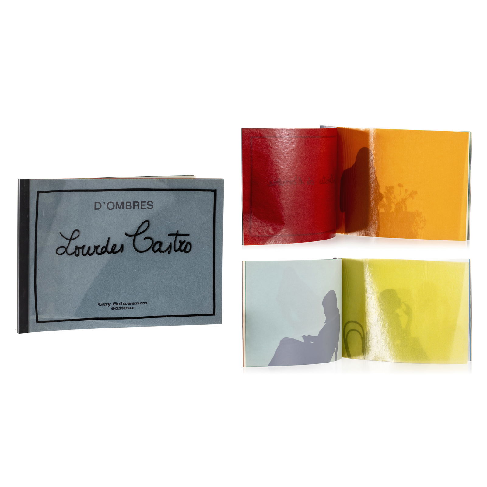 LOURDES CASTRO (1930-2022) - D'Hombres book: Book in silkscreened and semi-transparent paper with rodhoid covers. Signed by the artist and numbered 150 (ed of 270 copies). Published by Guy Schraenen, 1974. Dim.:20x30cm.