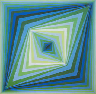 VICTOR VASARELY (1906-1997) - 'Rhombus 1968': Offset lithograph, period edition, 'Progressions 2', Victor Vasarely Portfolio, edition, 1972. Dim.:40x40cm.