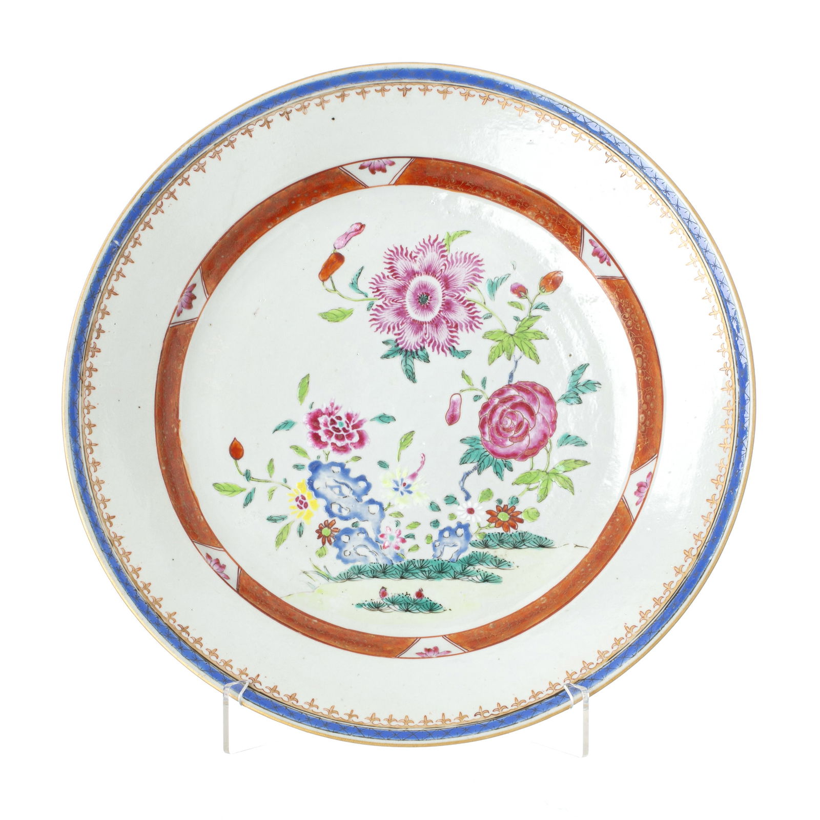 Large Chinese porcelain floral plate, Qianlong (1 of 1)