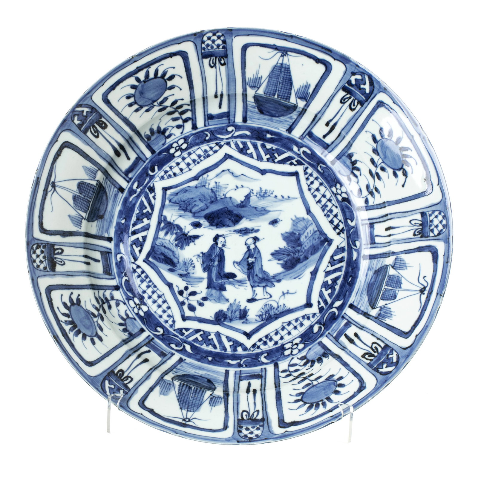 Large 'Scholar' Chinese porcelain Charger, Wanli (1 of 1)