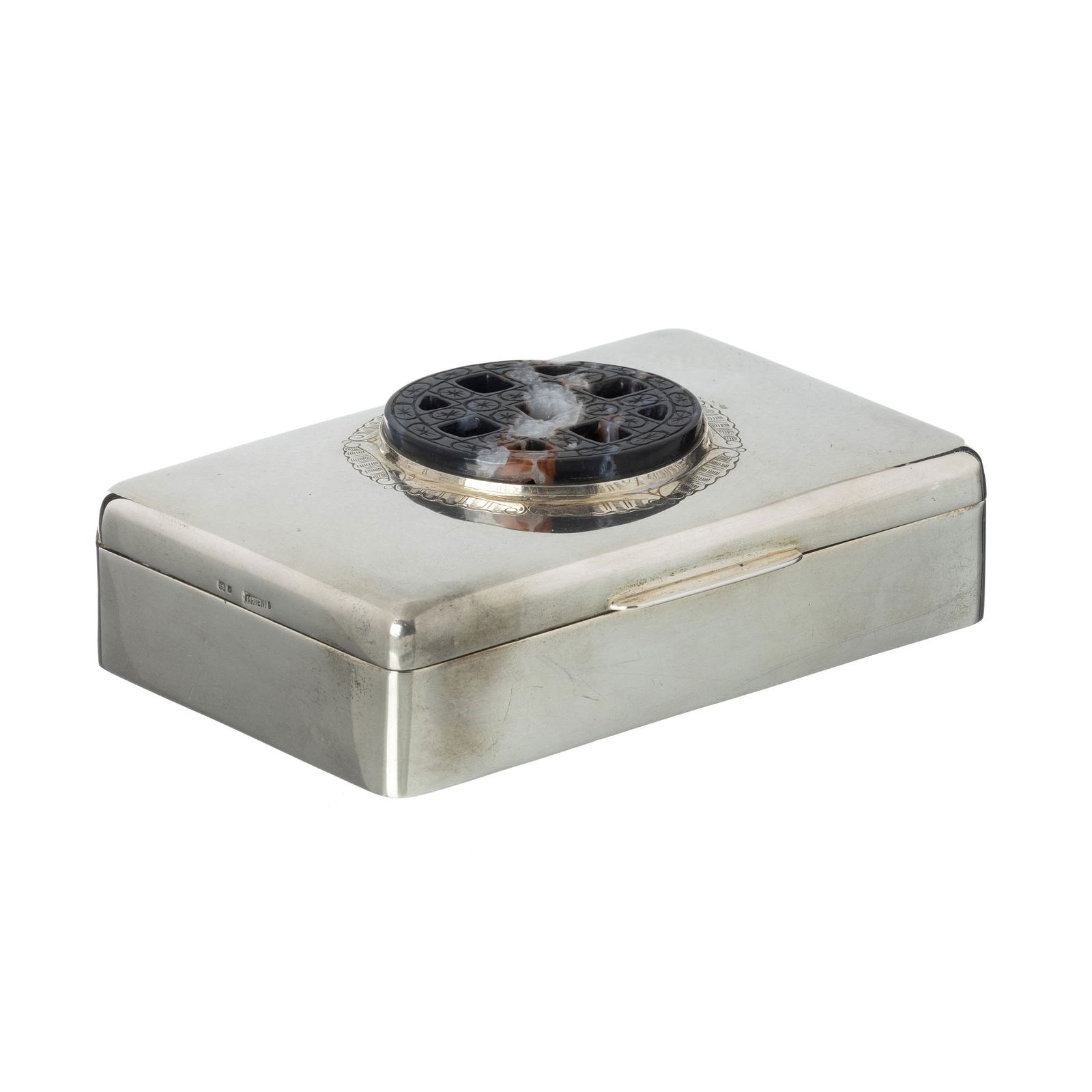 SARMENTO - Silver cigarette box with hard stone (1 of 1)