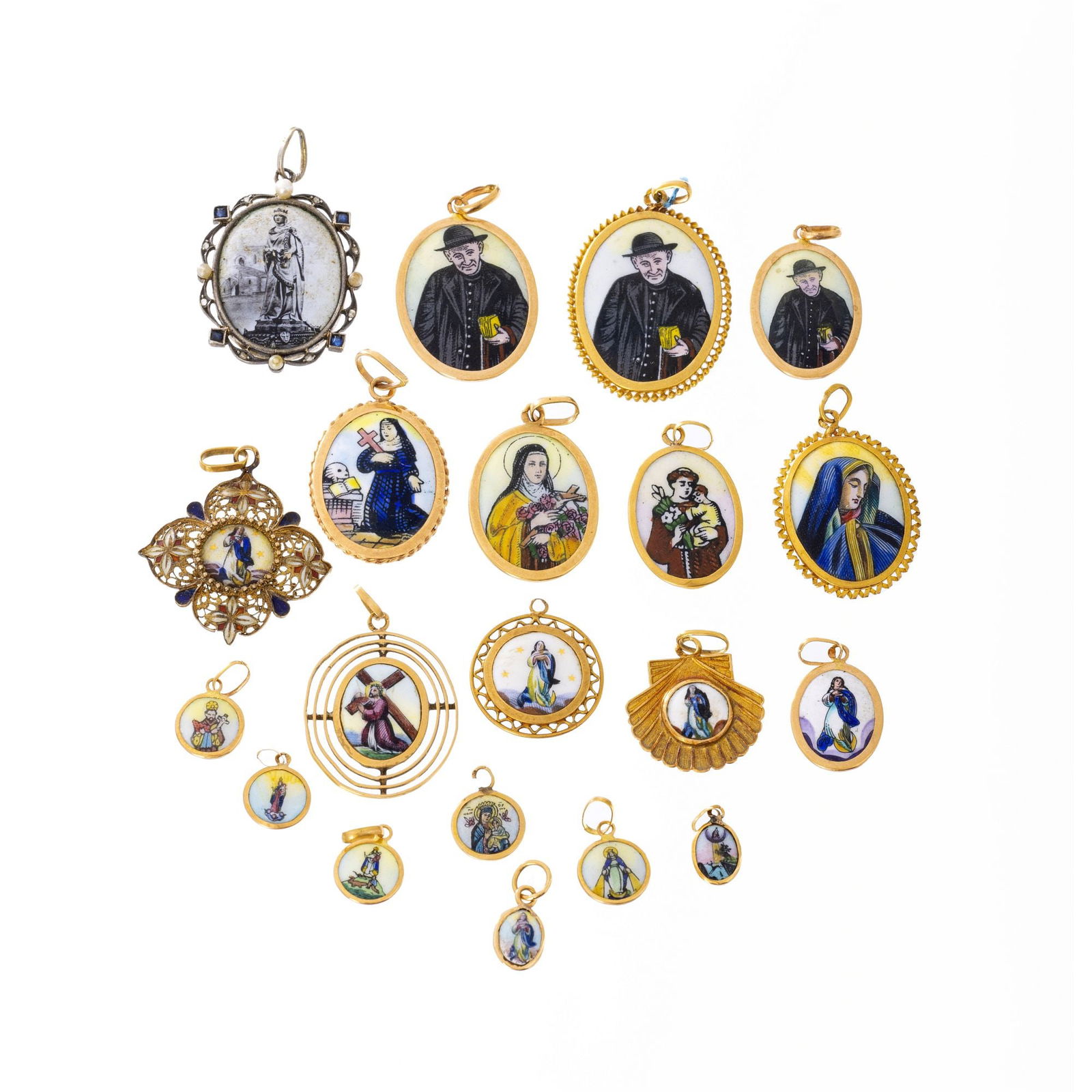 Twenty Our Lady and Patron Saints medals in gold (1 of 1)