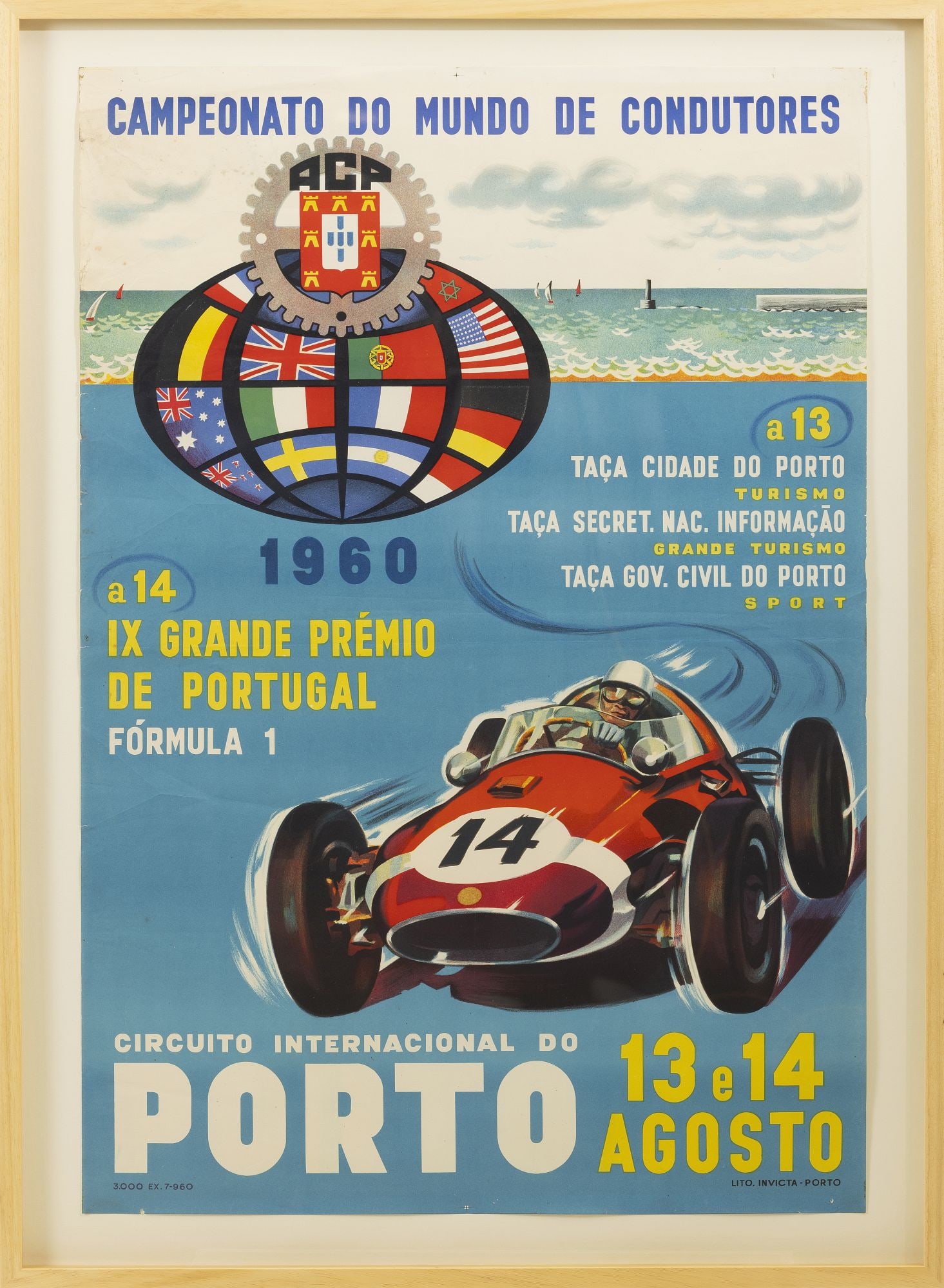 Boa Vista Circuit Poster, 1960: Paper advertising poster, 1960, Porto Grand Prix. Ed. 3000 copies of Lito Invicta, Porto. Dim.:105x67cm.