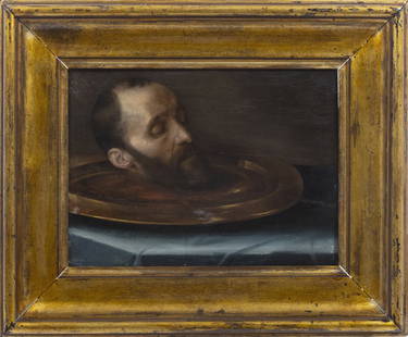 Circle of Philippe De Champaigne - 'Head of Saint John the Baptist': Oil on oak. Dim.:39x50cm.