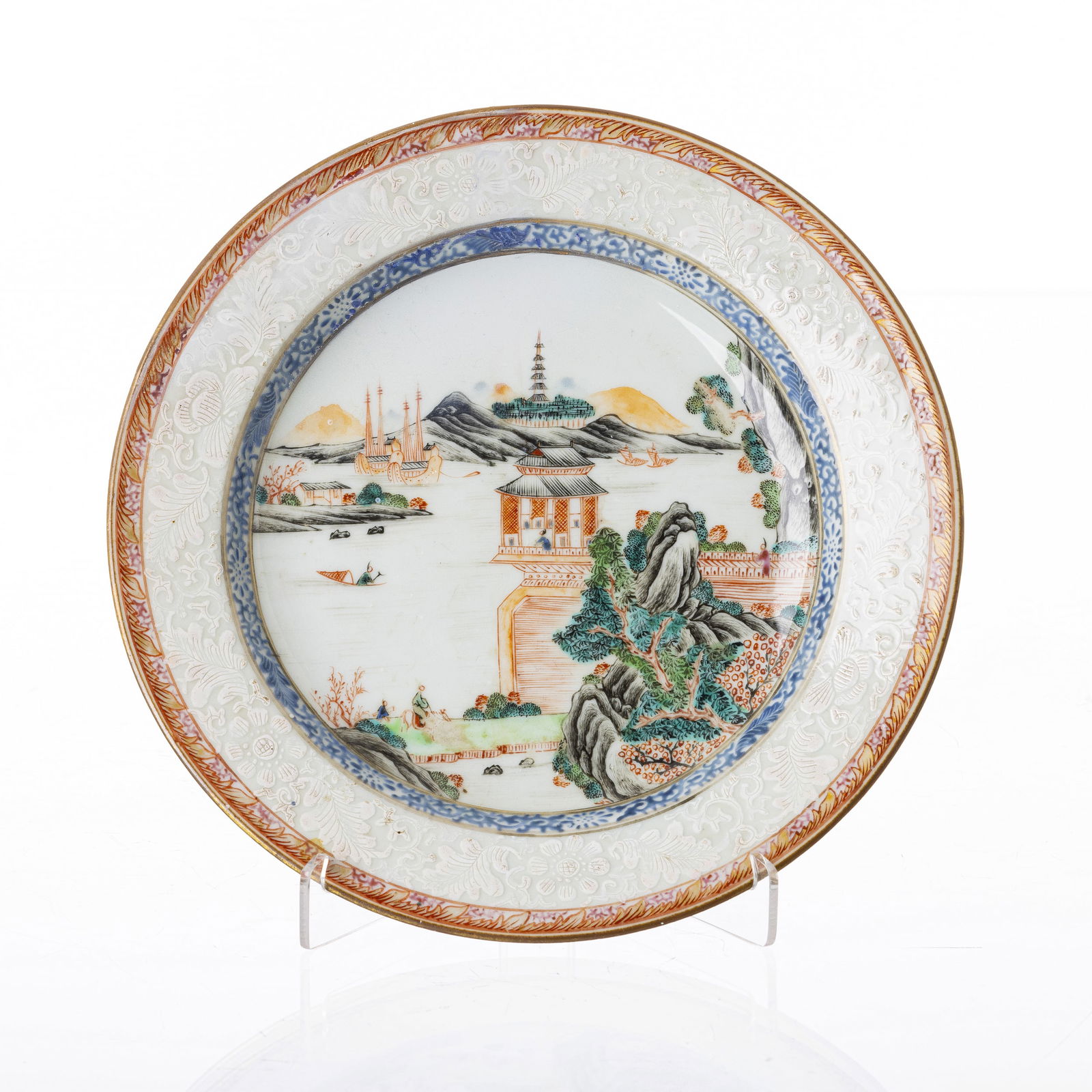 Chinese porcelain 'river landscape' plate, Kangxi (1 of 1)