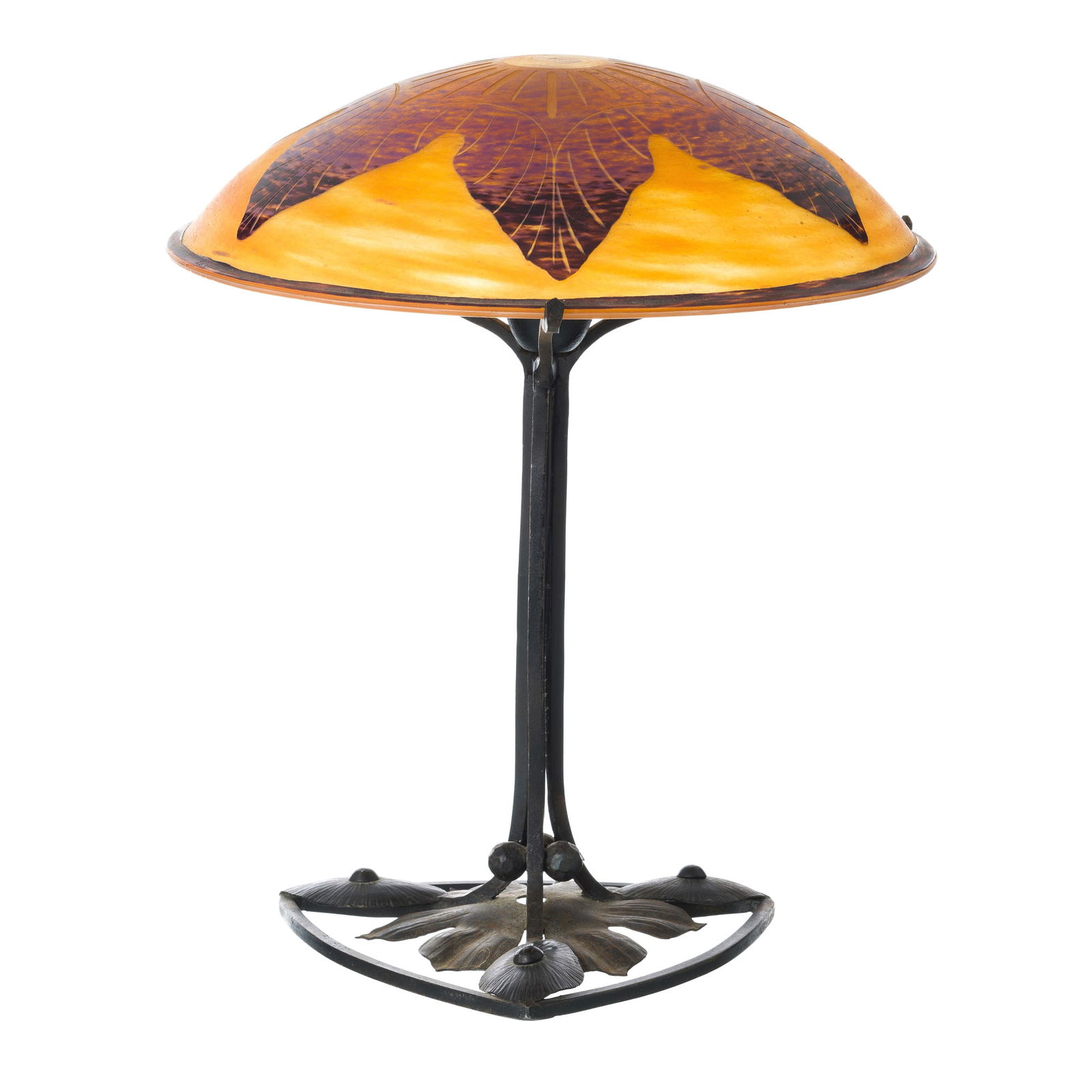 LE VERRE FRANCAIS - Glass and wrought iron table lamp (1 of 1)