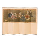 Japanese Namban Folding Screen (byobu), 17th/18thC