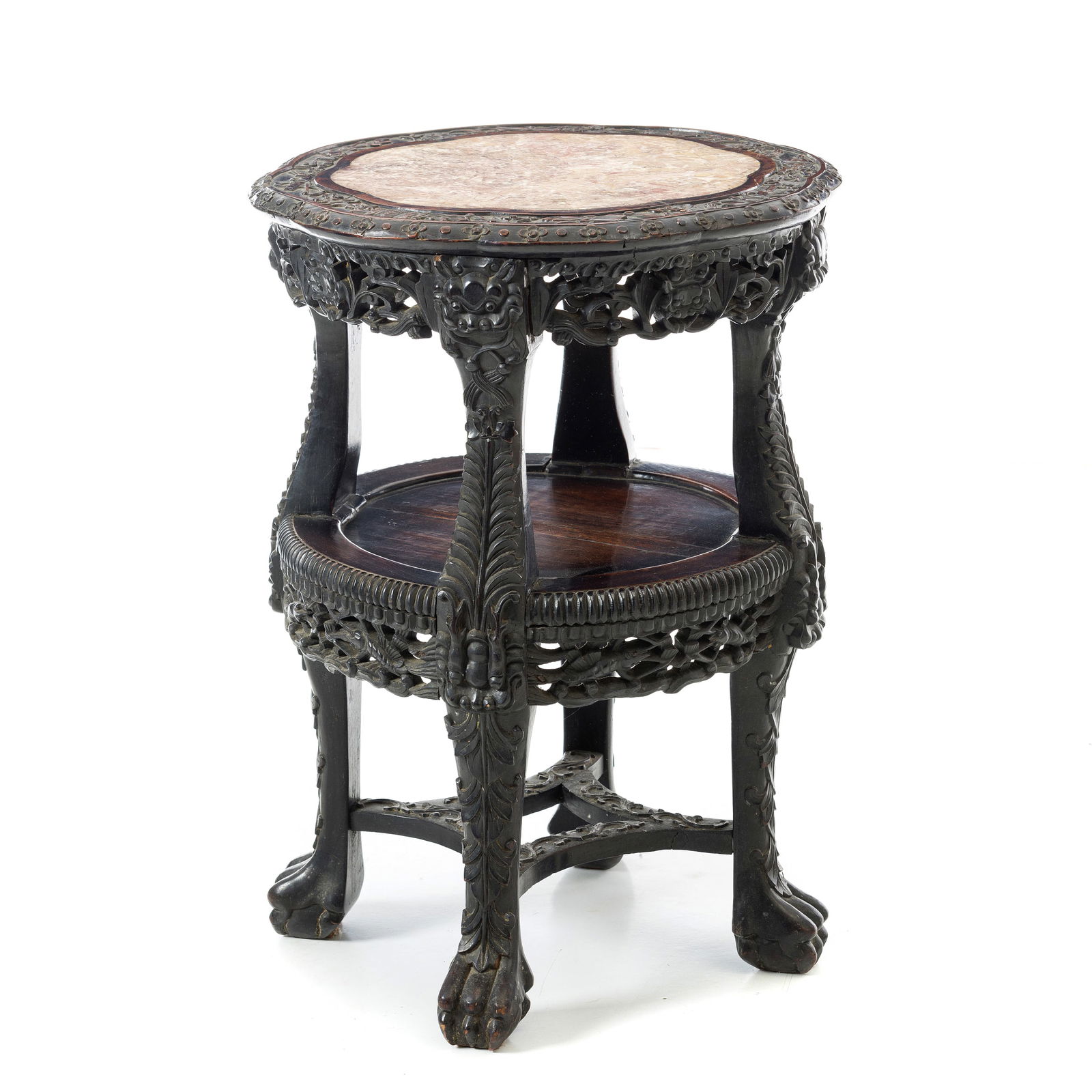 Chinese two-tiered hongmu and marble table, Guangxu (1 of 1)