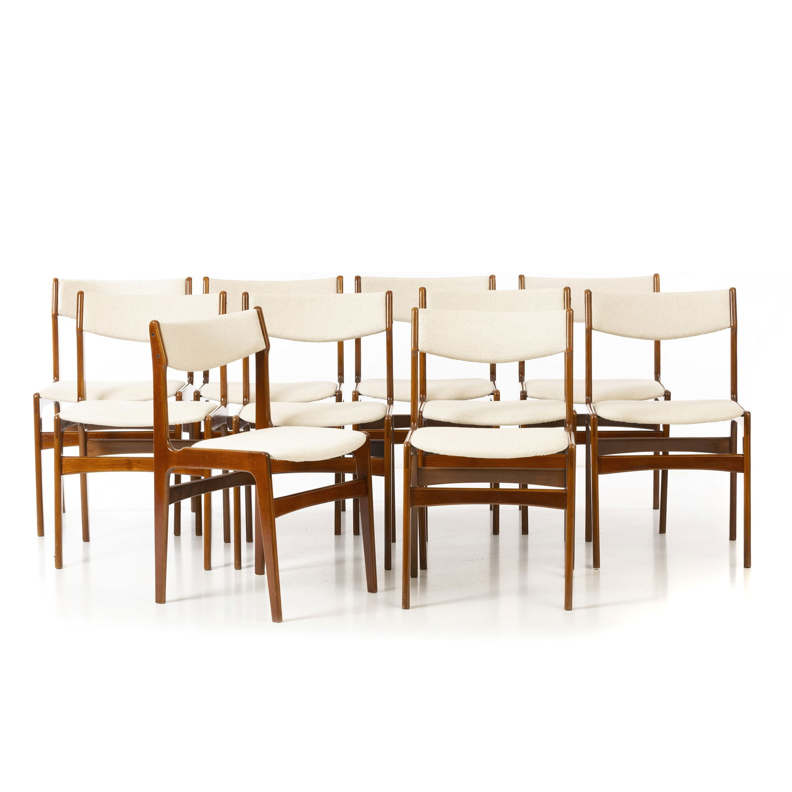 ERIK BUCH (1923-1982) - Ten dining chairs: Denmark, c.1960, rosewood dining chairs upholstered in fabric. Signs of use. Dim.: 80x48x44cm.