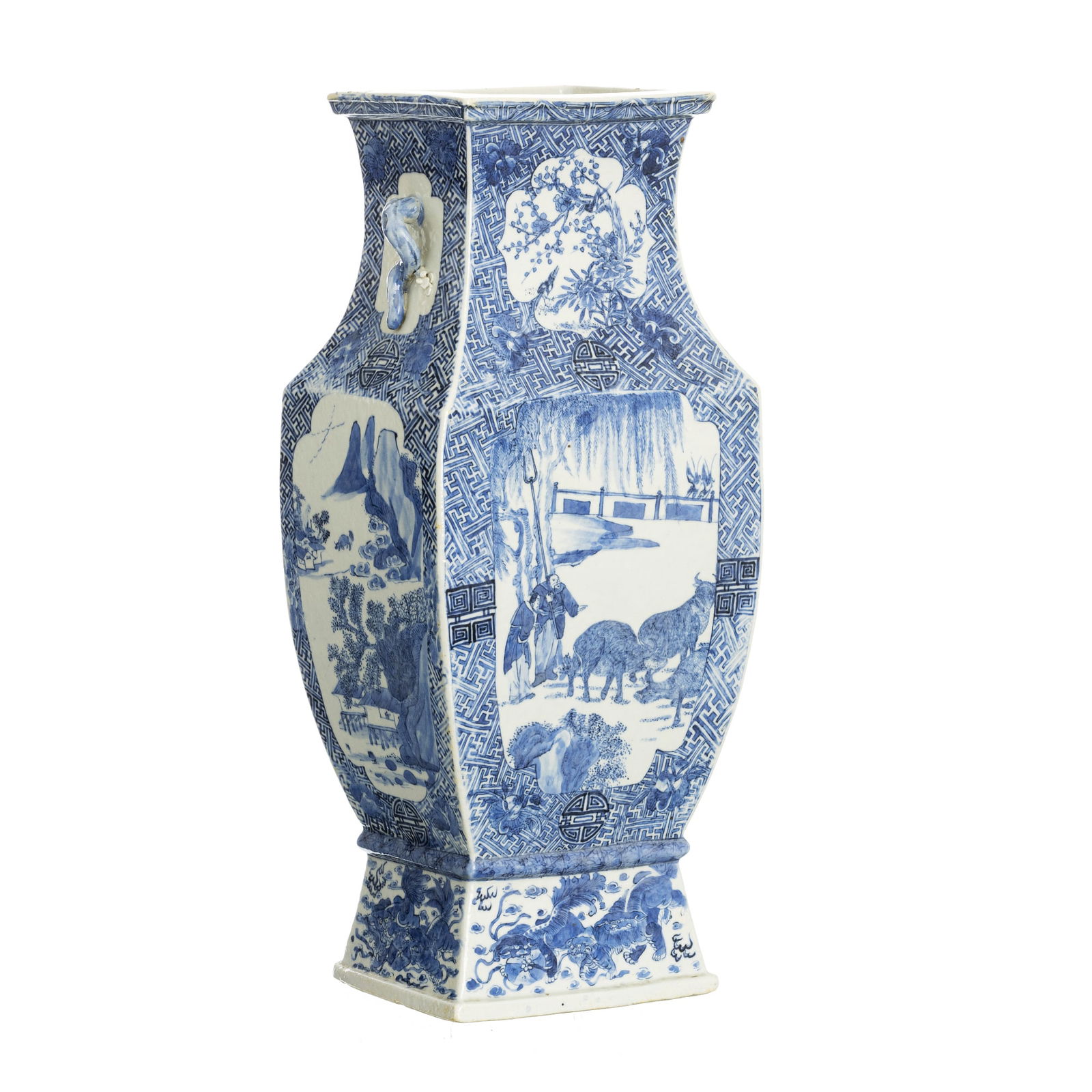 Large square vase in chinese porcelain, Daoguang (1 of 2)