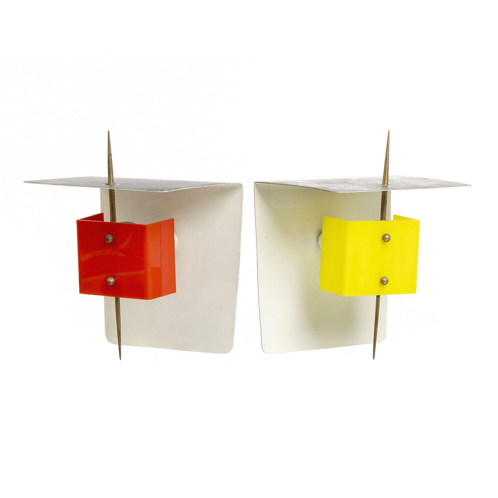 ITALIAN WORK, c.1950 - Pair of metal and perspex sconces (1 of 1)