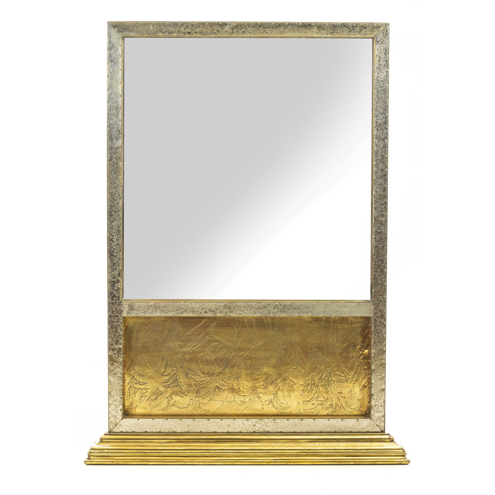 RUDOLFO DUBARRY (20th) - Brass plate engraved Mirror (1 of 1)