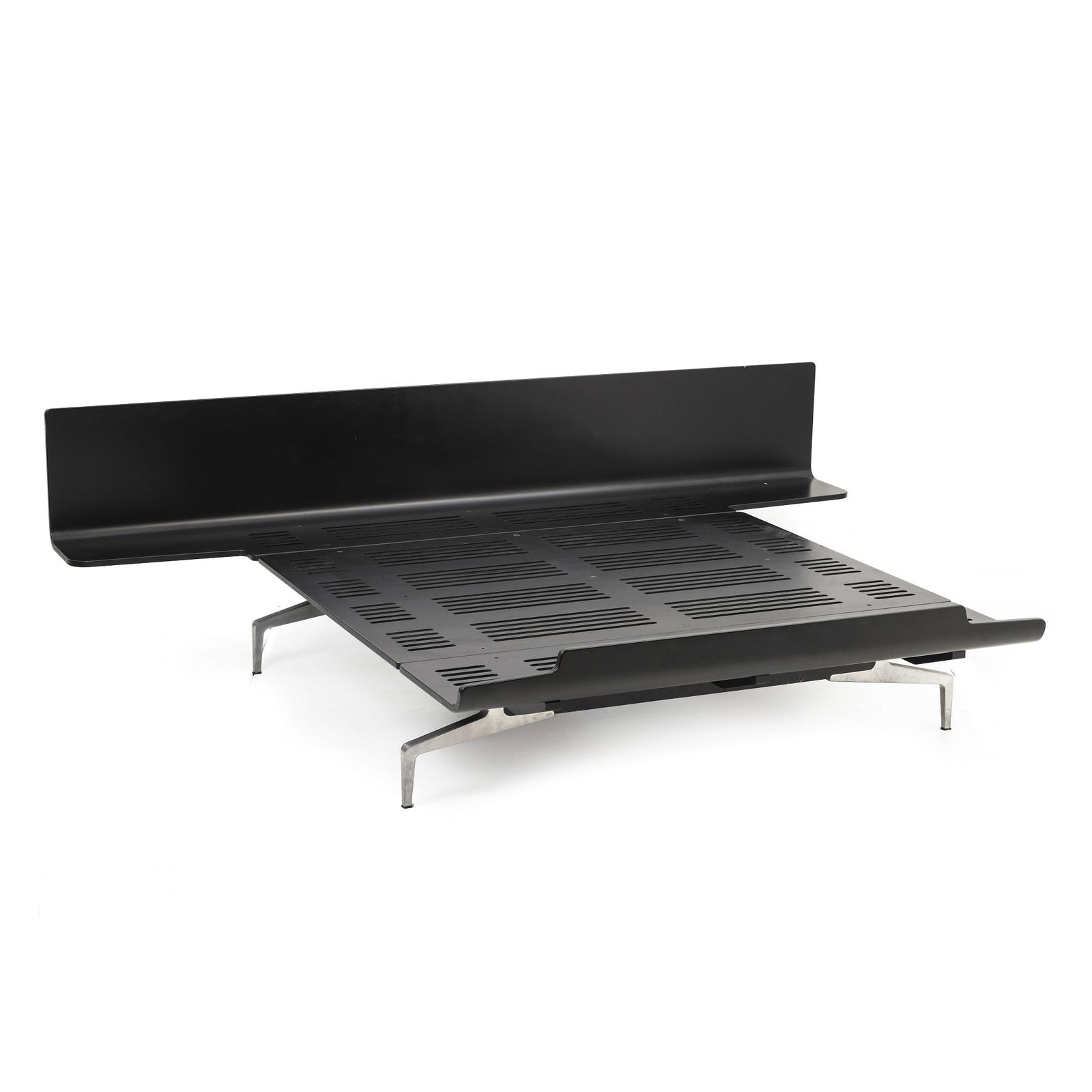 ALFREDO HABERLI (b.1964) - Bed 'Legnoletto 160 - LL9_160': Italy, c.2000, manufactured by Alias, black lacquered wood with chromed aluminum feet. Signs of use. Dim.:77x260x212cm.