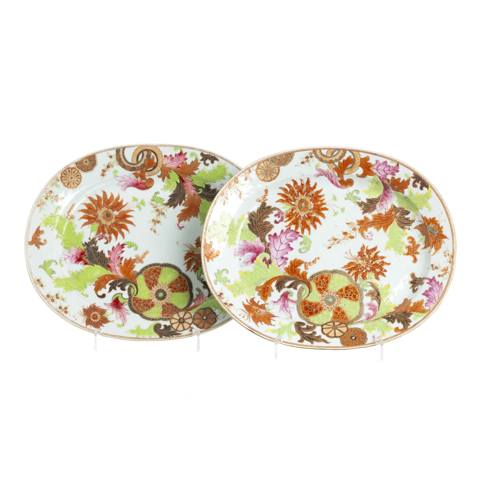 Pair of 'Pseudo-Tobacco Leaf' Platters, Qianlong (1 of 1)