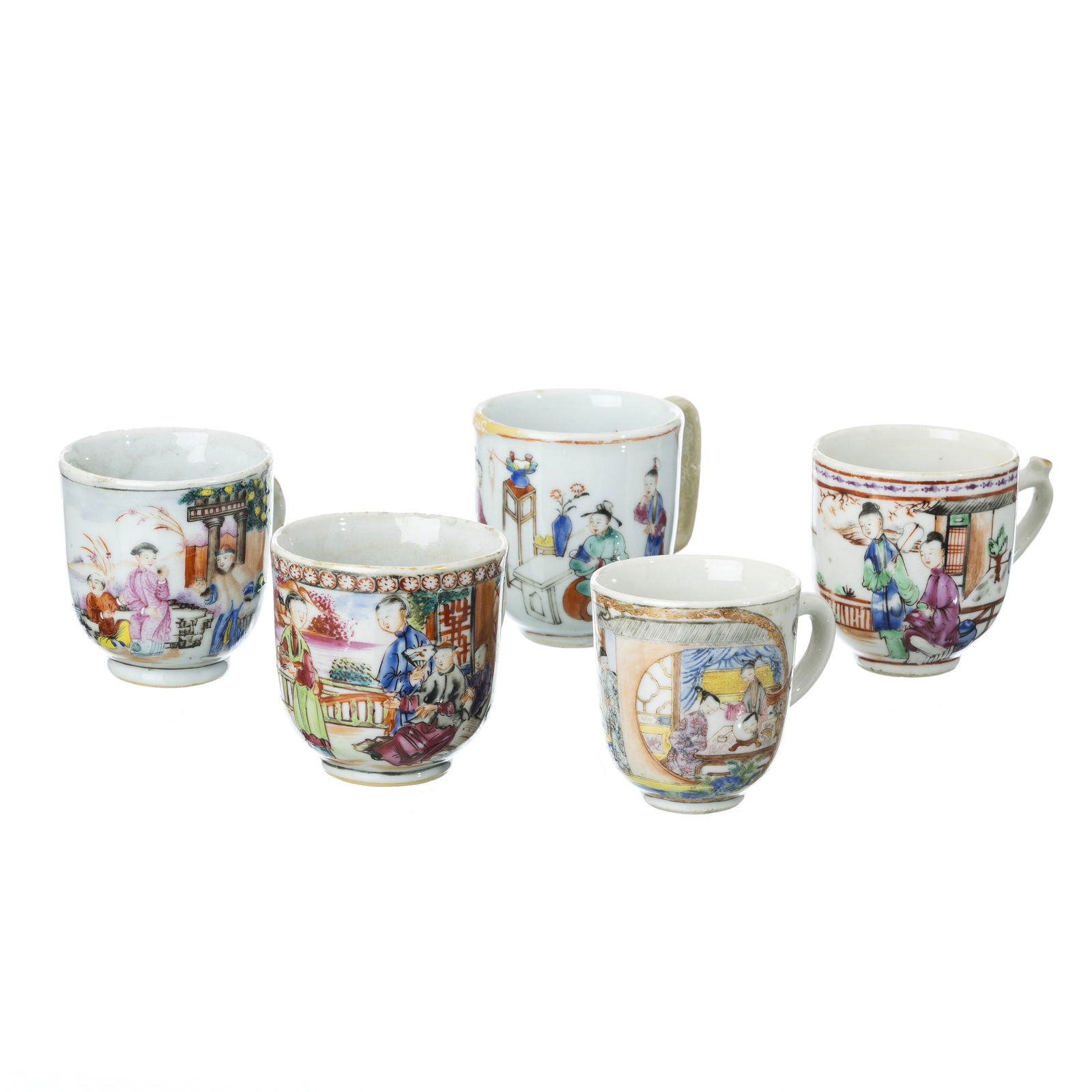 Five mandarin chinese porcelain cups, Qianlong (1 of 1)
