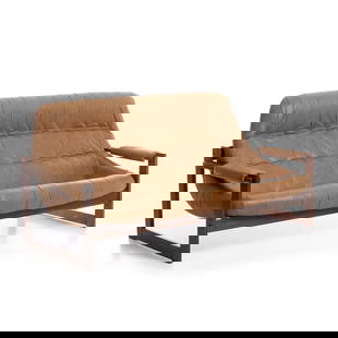 PERCIVAL LAFER (b.1936) - Sofa MP-163: Brazil, c.1970, jatoba wood frame, upholstered in leather, model MP-163. Manufacturing label on the front beam. Signs of use. Dim.: 90x189x78cm.