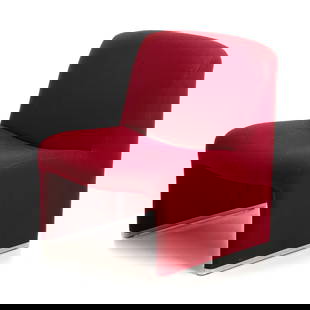 GIANCARLO PIRETTI (b.1940) - 'Alky' Armchair: Italy, c. 1970-80, armchair with aluminum frame and red fabric upholstery, "Alky" model, manufactured by Anonima Castelli. Signs of use. Dim.: 73x66x75cm.