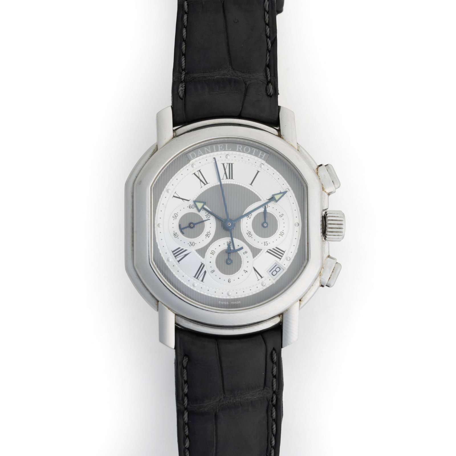 DANIEL ROTH - Master Chronograph S247 'El Primero': Switzerland, c.1990, stainless steel, automatic movement, DR400 'Zenith El Primero' caliber, leather strap, running. Ref.: S247.ST.SL Serial no.:1203. Presentation Box. Signs of use. Size: 40mm.