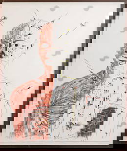 MIGUEL PALMA (b. 1964) - 'Untitled': Mixed media on paper, signed and dated 2005. Framed. Dim.: 185x154.5cm.