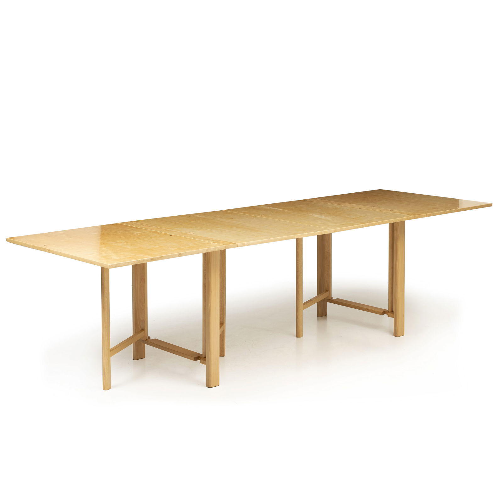 BRUNO MATHSSON (1907-1988) - 'Mi 901' Drop-leaf Dining table: Sweden, 2003, birch and other woods drop-leaf dining table, model 'Mi 901'. Signs of use. Dim.: 72x280x90cm.