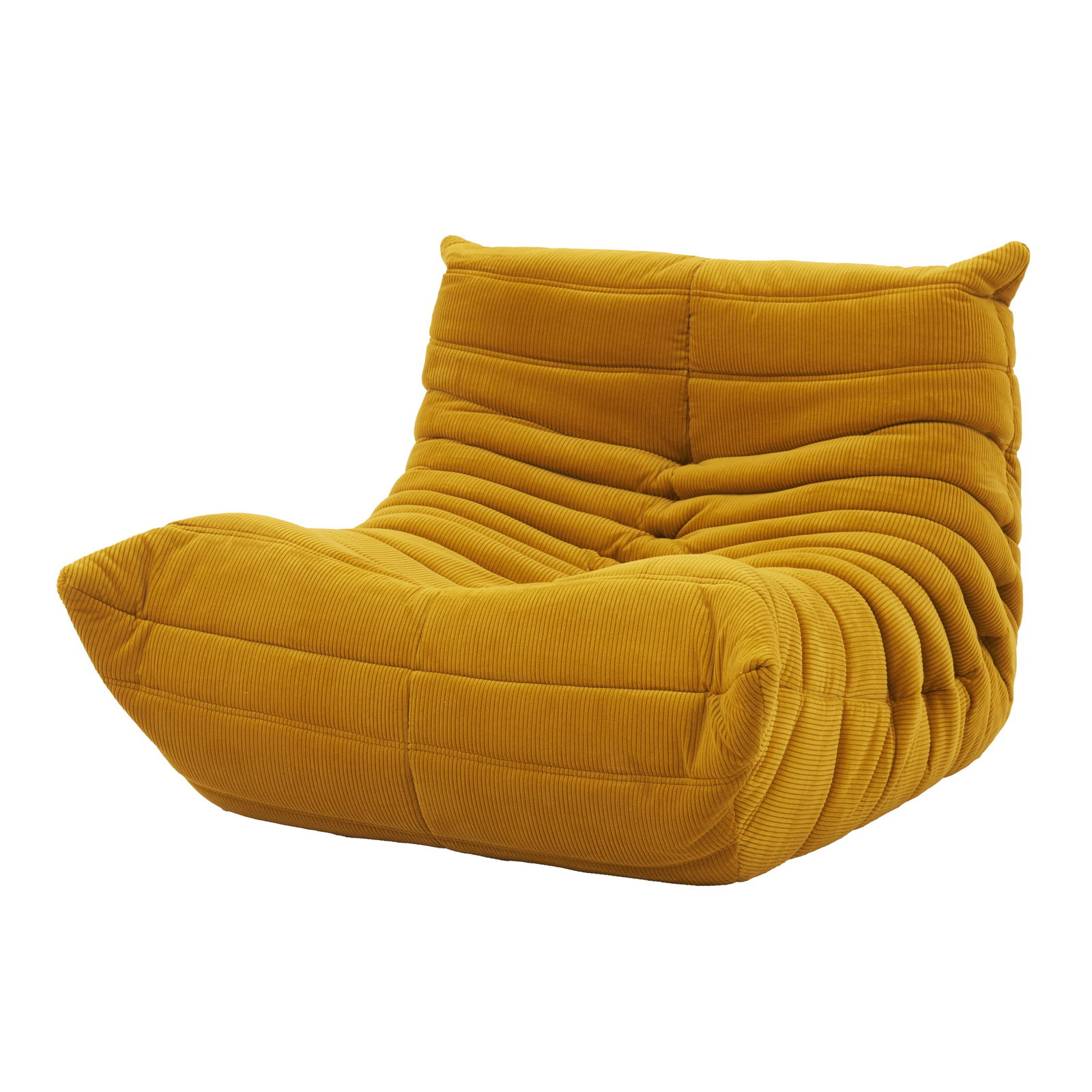 MICHEL DUCAROY (1925-2009) - 'Togo' sofa module: France, c. 1970, foam sofa, upholstered in yellow fabric, single-seater, designed by Michel Ducaroy for Ligne Roset. Marked. Signs of use. Dim.: 70,5x93x101cm.