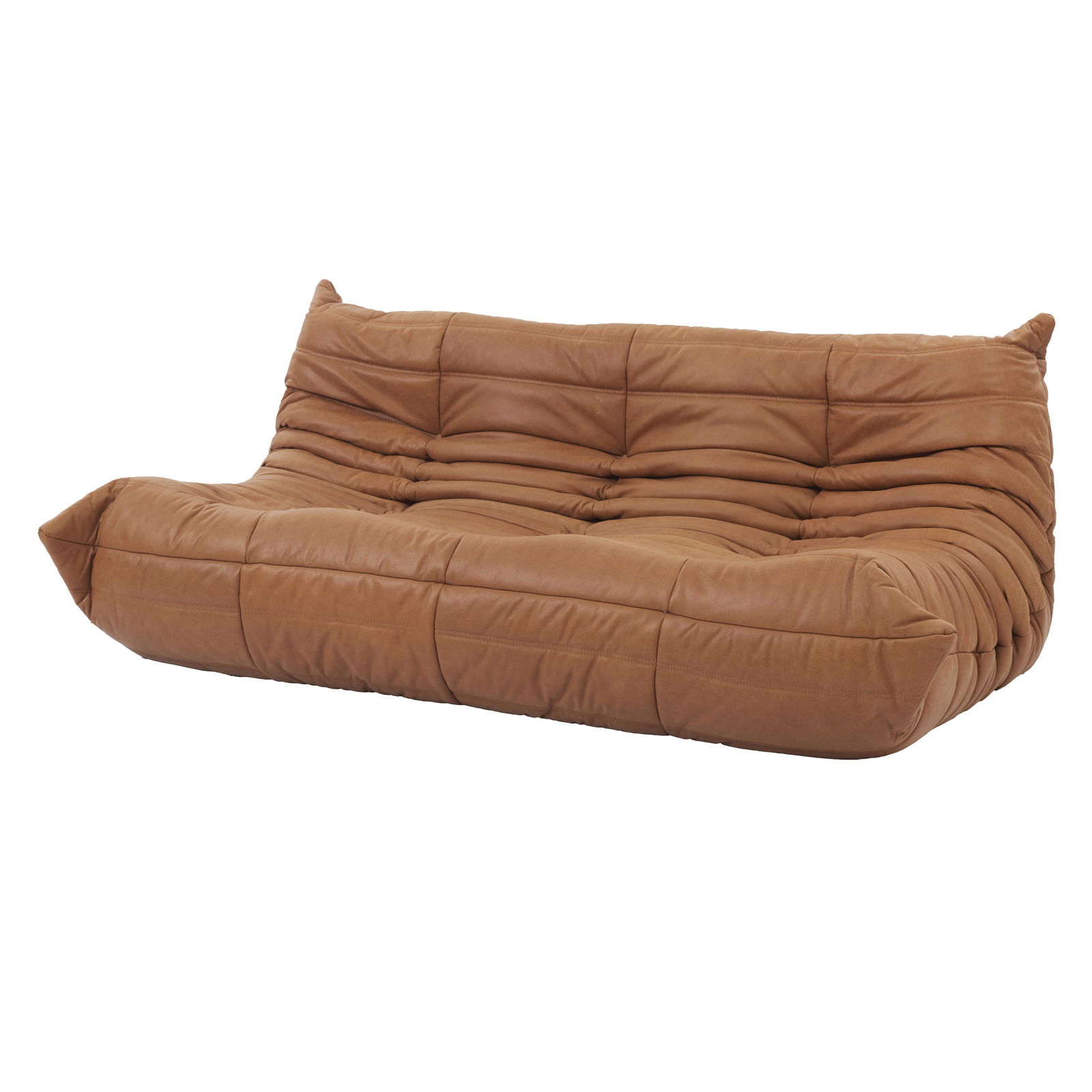 MICHEL DUCAROY (1925-2009) - 'Togo' sofa module: France, c. 1970, foam sofa, upholstered in brown leather, two-seater, designed by Michel Ducaroy for Ligne Roset. Marked. Signs of use. Dim.: 73x158x104cm.