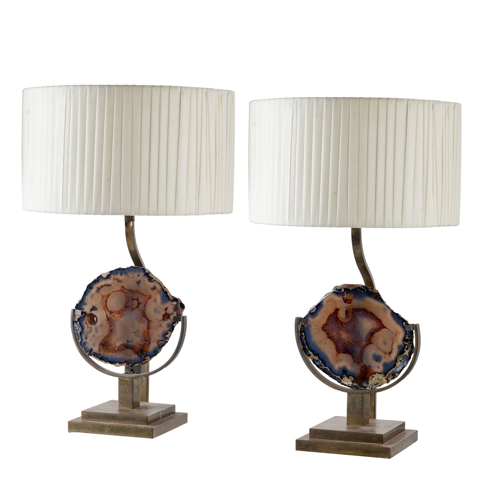 WILLY DARO (20th-21st c.) (attrib.) - Pair of table lamps in agate (1 of 1)