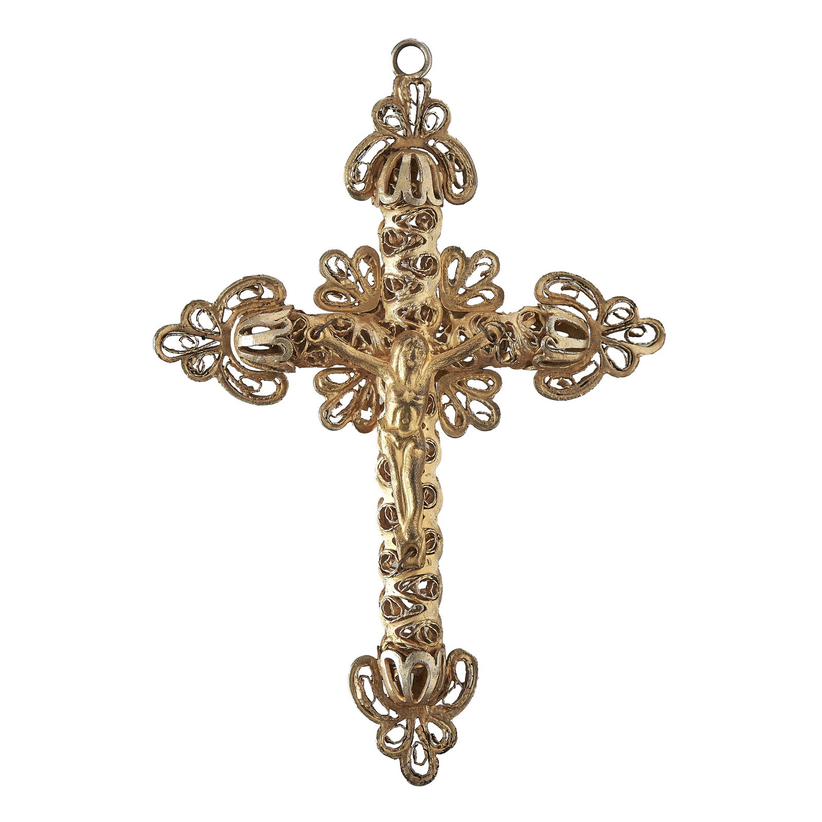 Indo-Portuguese gilt silver filigree cross, 18th century (1 of 1)