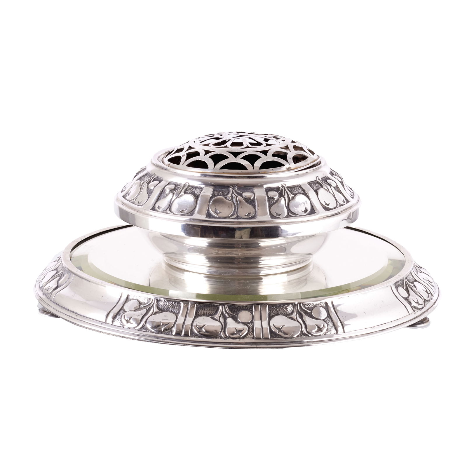 Silver flower vase with tray (1 of 1)