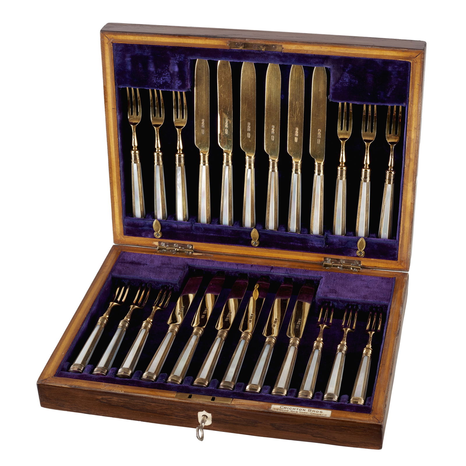 Silver and mother-of-pearl flatware set for 12 people (1 of 1)