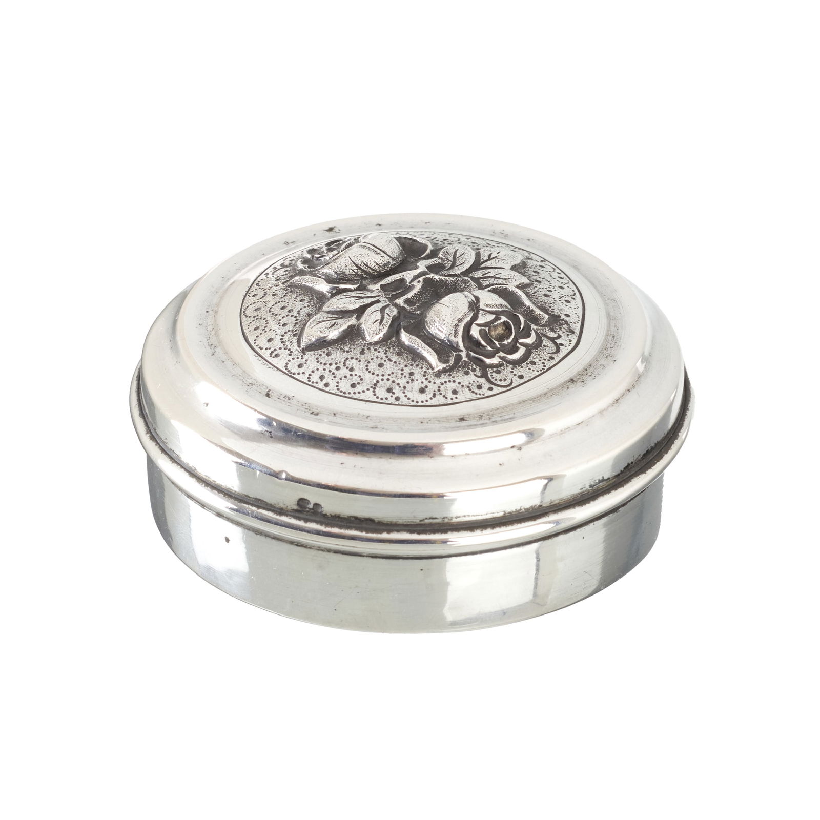 Round silver box 'roses' (1 of 1)