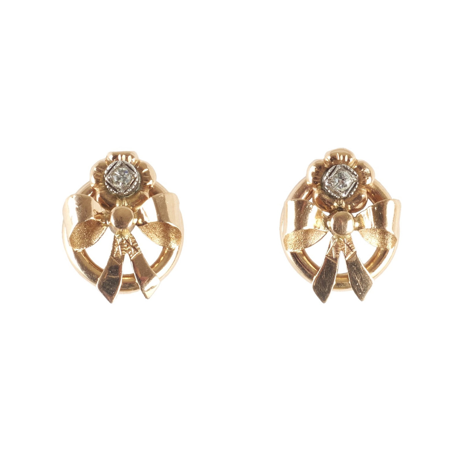 Pair of gold earrings with diamond (1 of 1)