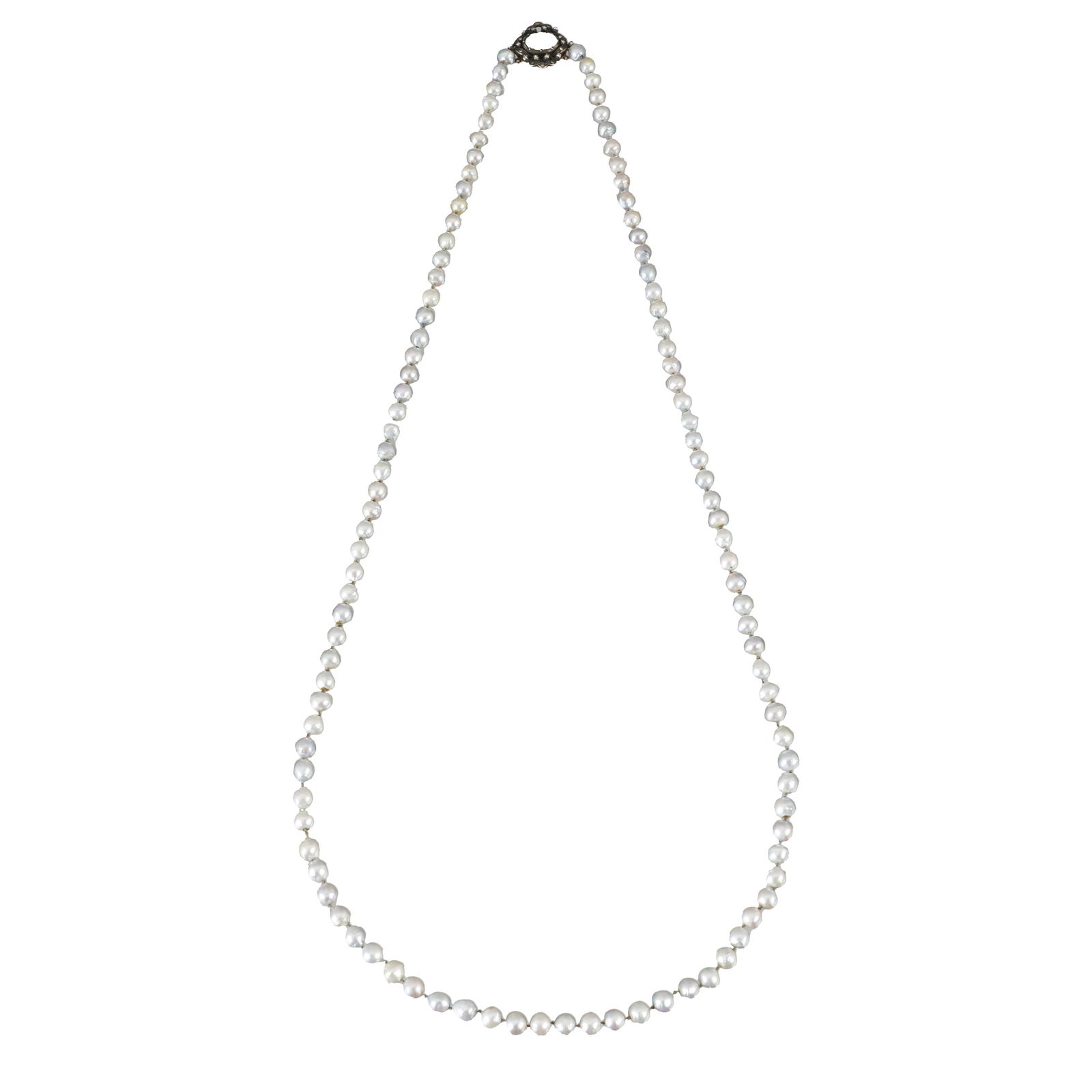 Pearl necklace with silver clasp (1 of 1)
