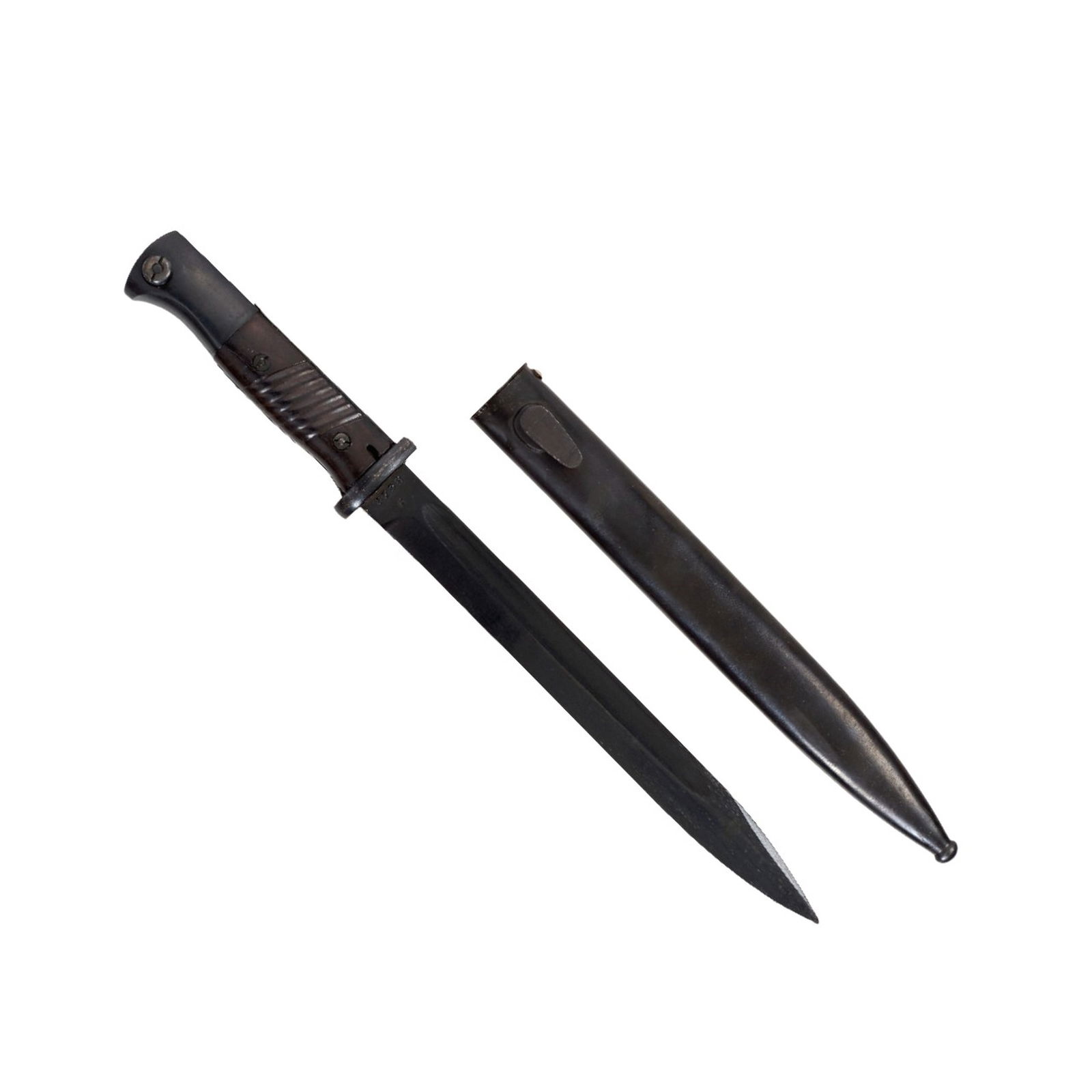 E. & F. HORSTER & CO. SOLINGEN (1940) - K98 Bayonet: Germany, 1940, in lacquered metal, with scabbard. Marked and numbered. Scabbard wear, signs of use. Dim.: 40.5cm.