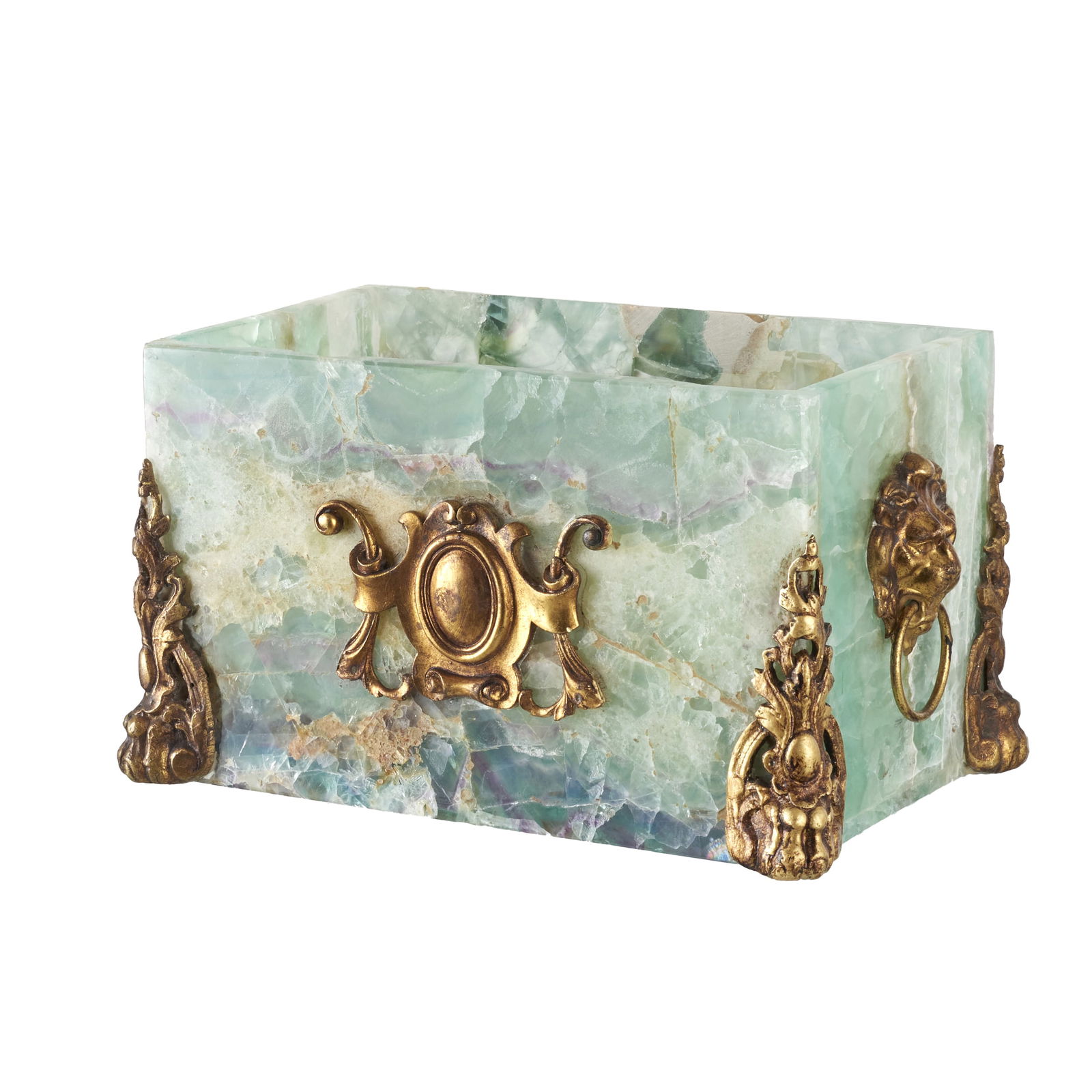 Aventurine flowerpot with bronze mounts (1 of 1)