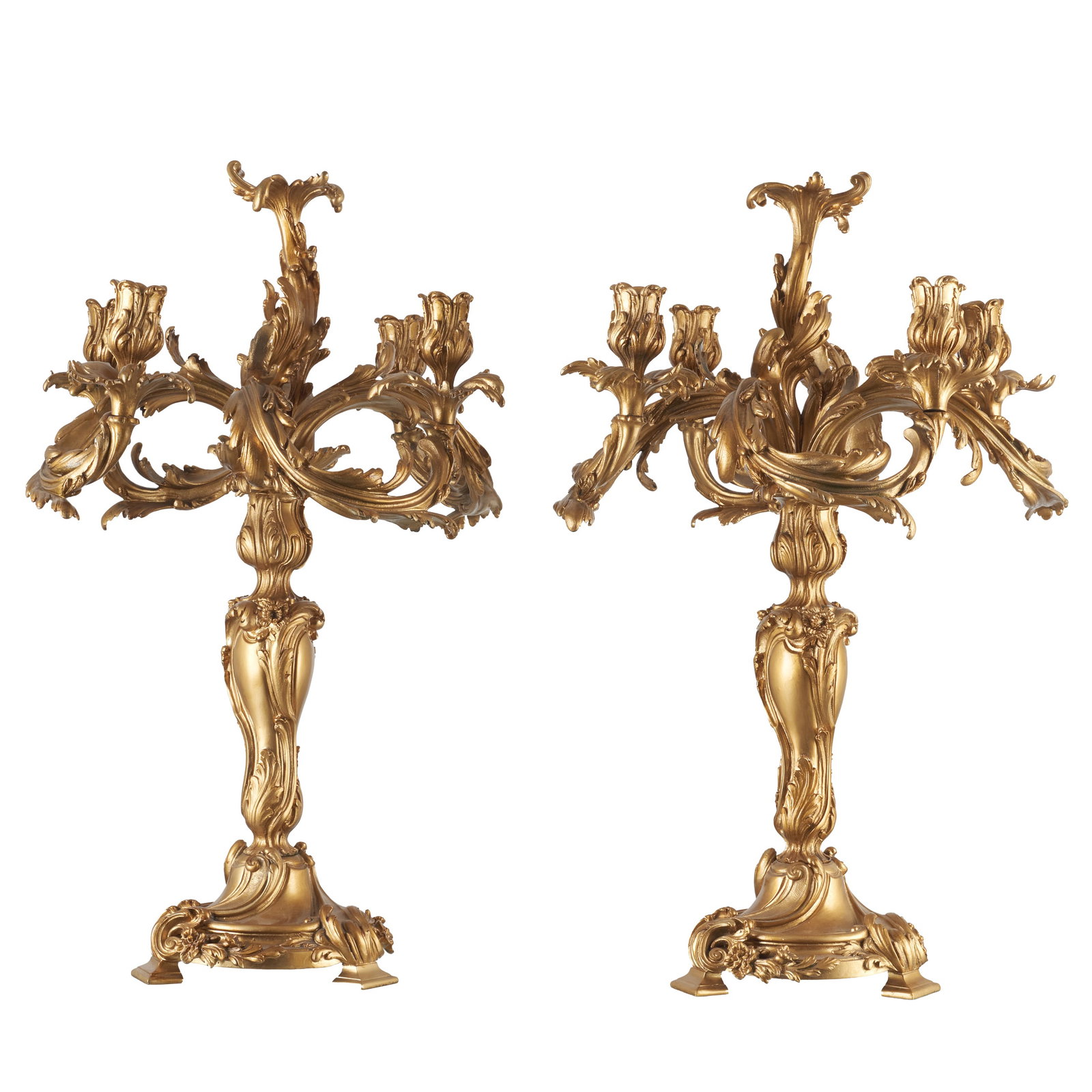 Pair of large gilt bronze chandeliers, Louis XV style (1 of 1)
