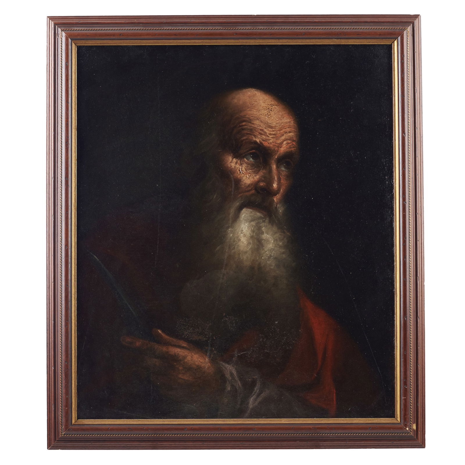 Follower of JUSEPE DE RIBERA - 'Saint Jerome': Spanish School, 17th/18th century, oil on cardboard. Framed. With minor surface flaws. Dimensions: 60x50.5cm.