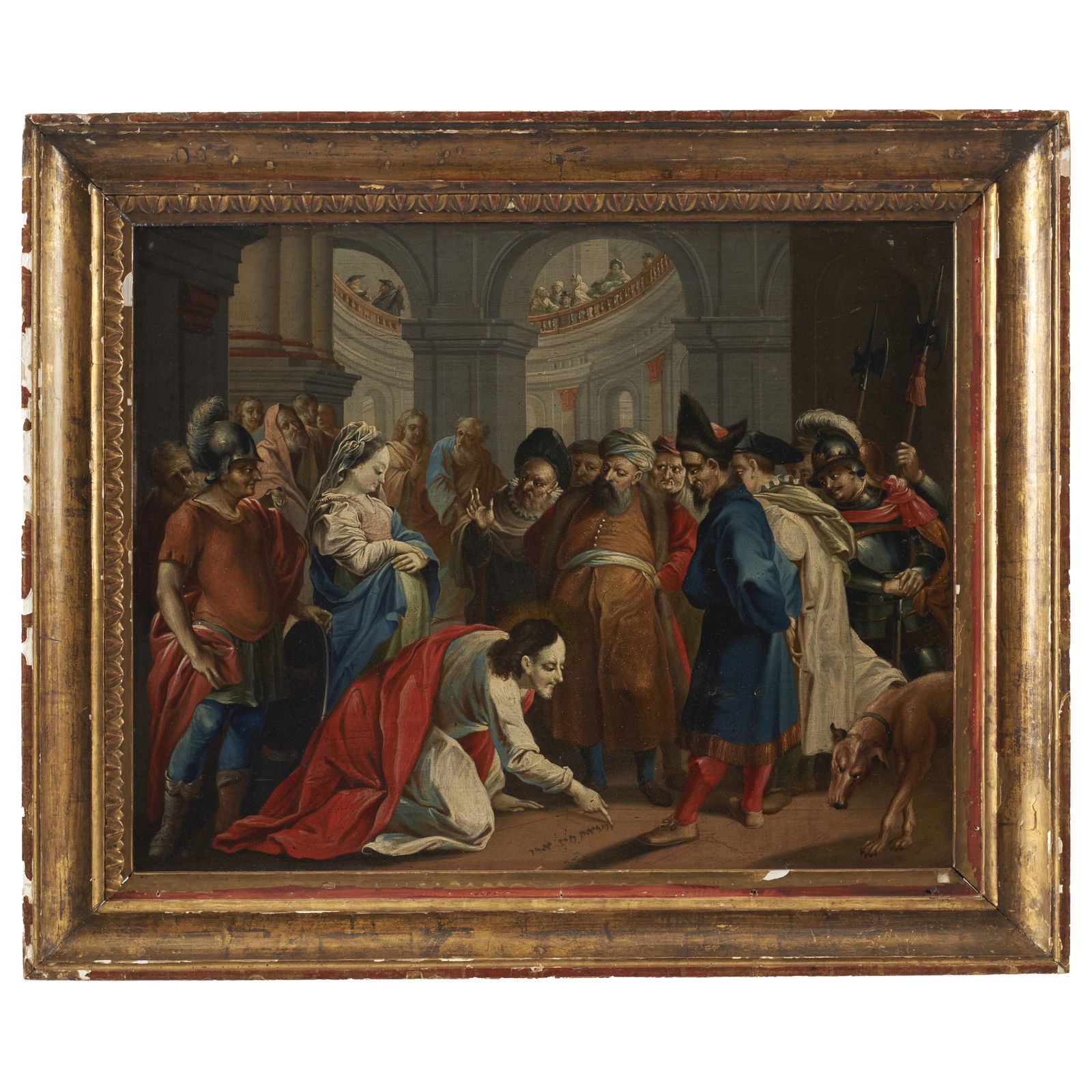 FLEMISH SCHOOL (17th century) - 'Christ and the adulteress woman': Oil on copper. Framed. Signs of use. Dim.: 40x48cm.