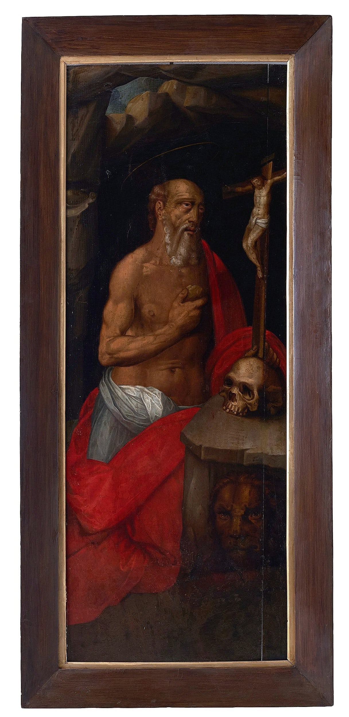 PORTUGUESE SCHOOL, 16thC (1st half) - Saint Jerome in Prayer: Oil on wood. Small flaws, fissures. Dim.: 137x51cm.