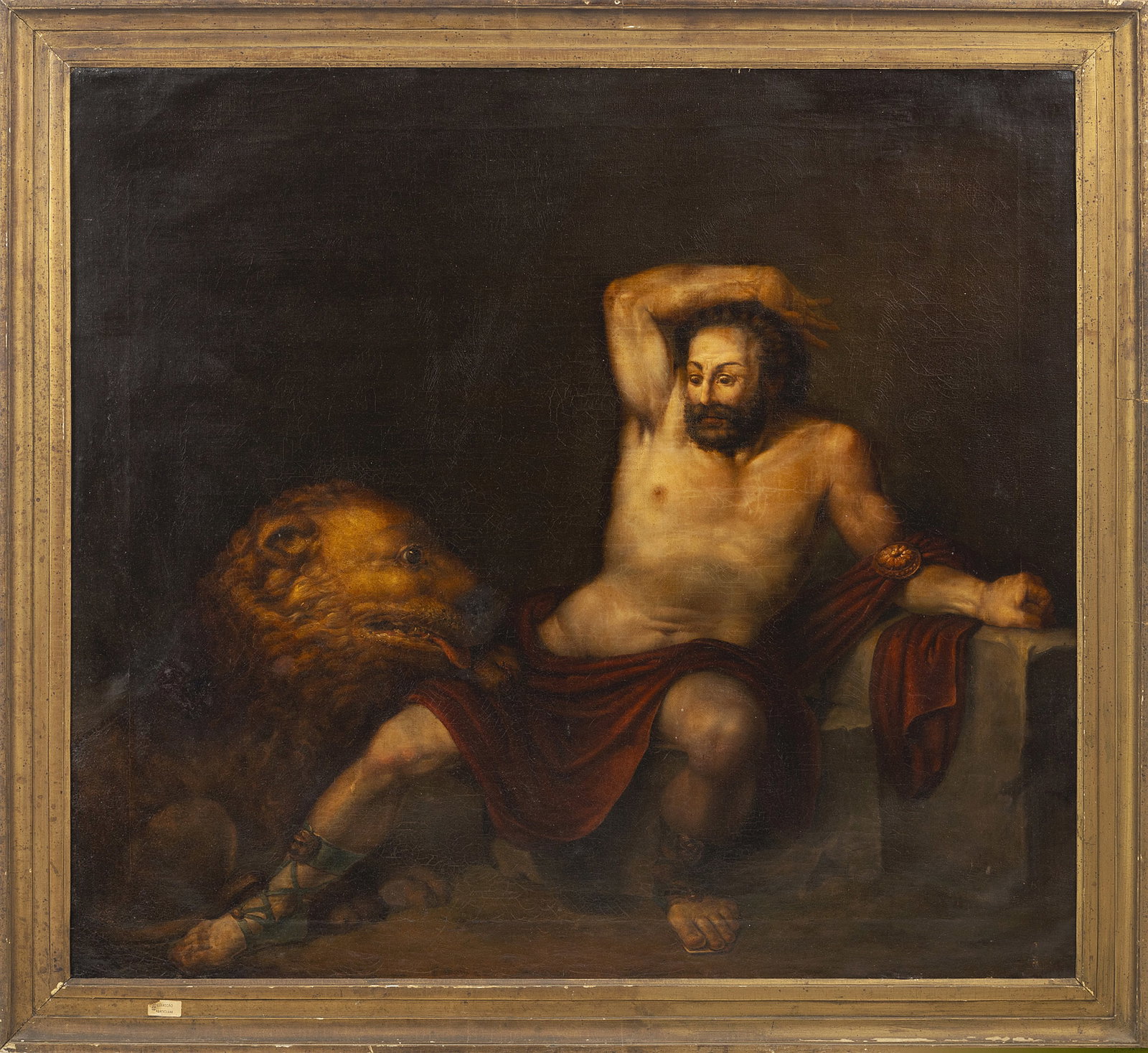 DUTCH SCHOOL, 17th Century - 'Samson and the Lion': Oil on canvas. Small defects and restorations. Dim.:109x120cm.