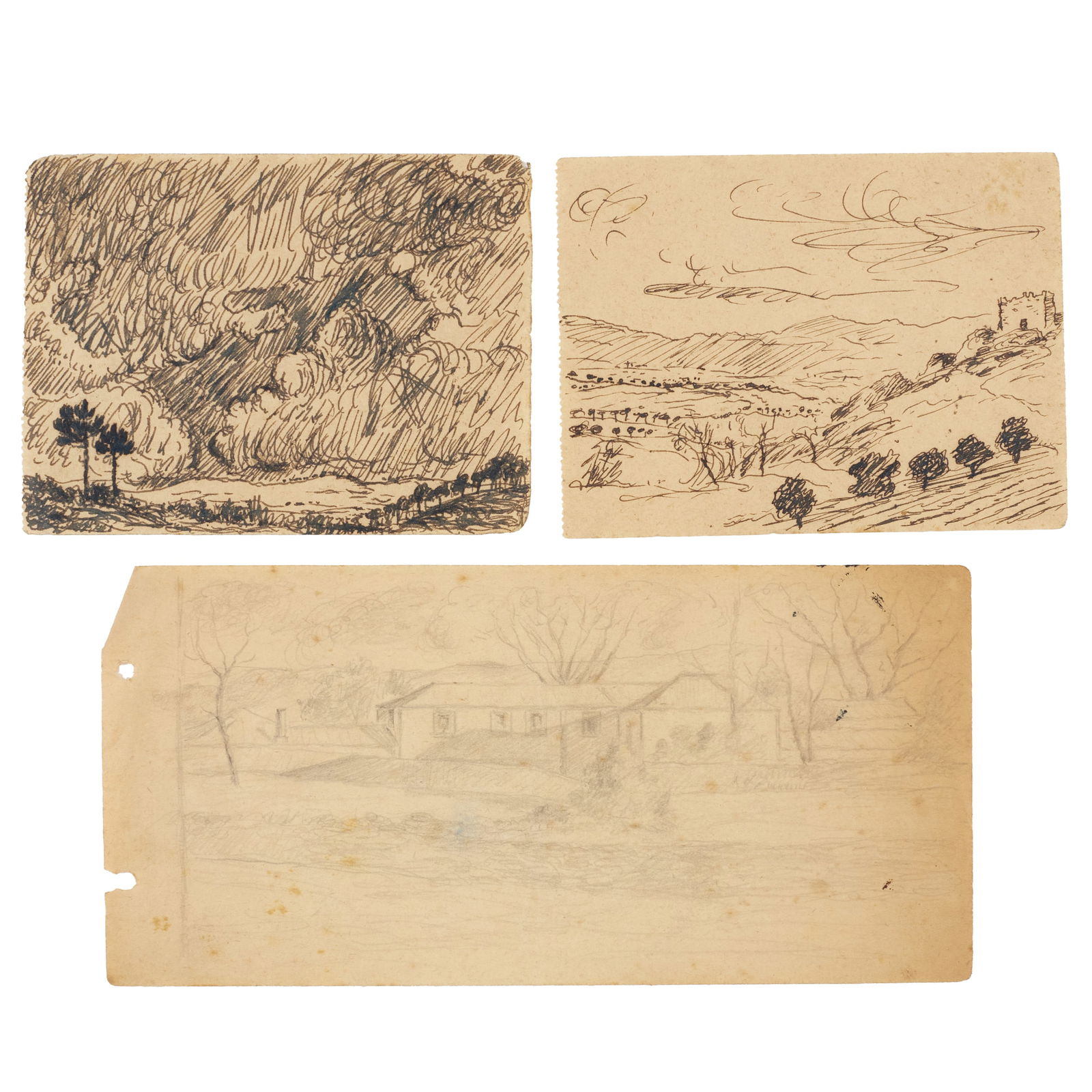 DOMINGUEZ ALVAREZ (1906-1942) - Three landscape sketches (1 of 1)